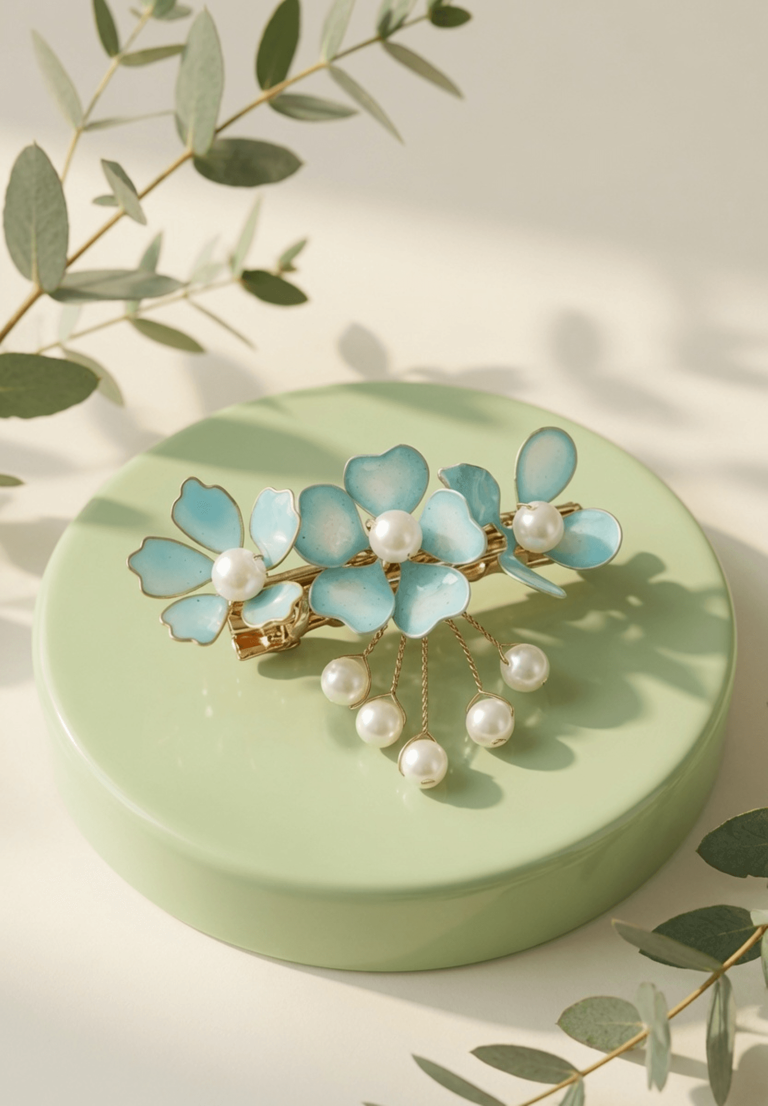 Handmade skyblue resin floral hair pin, trending wedding accessory for Indian brides, perfect for haldi or engagement