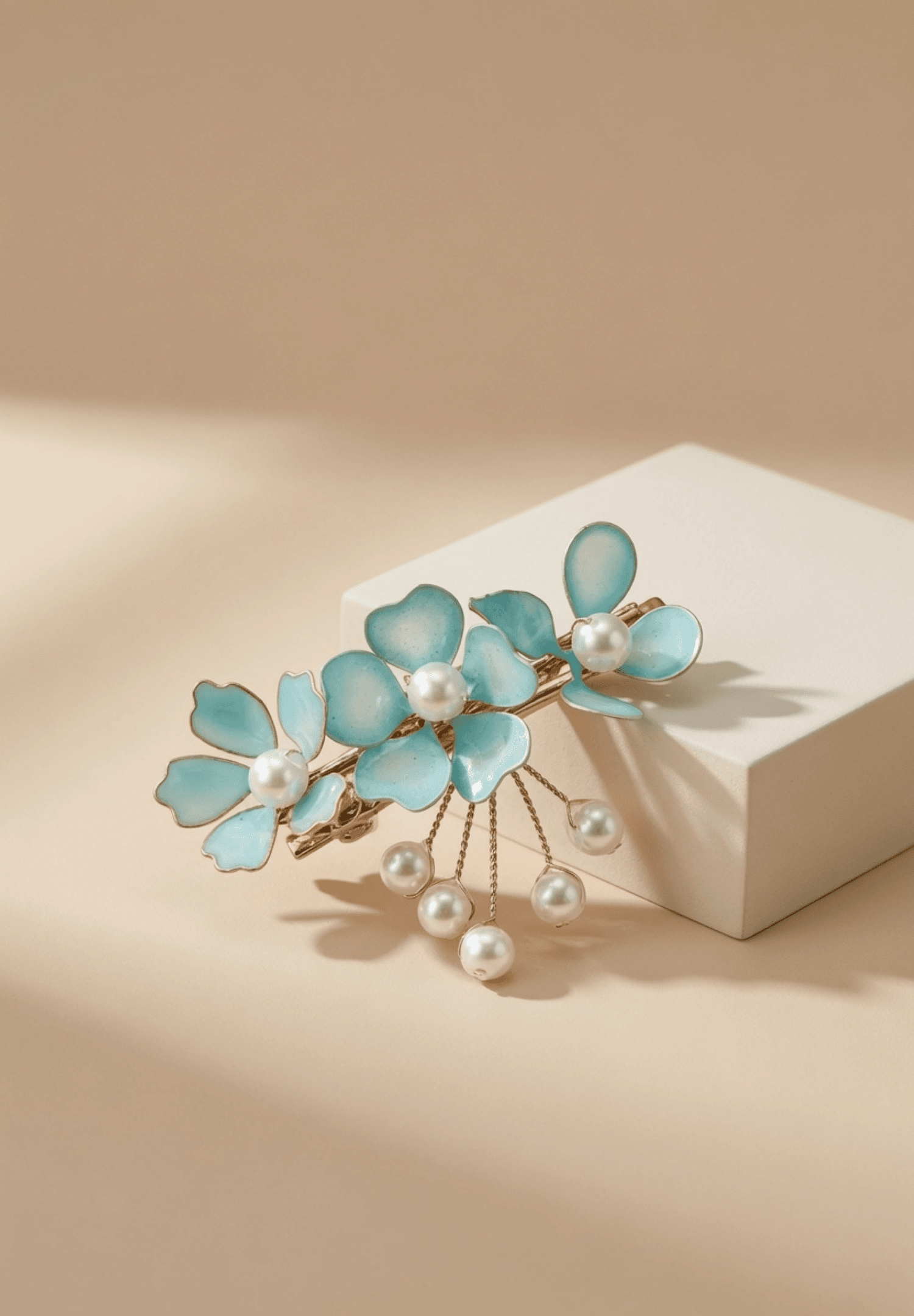 Handmade skyblue resin floral hair pin, trending wedding accessory for Indian brides, perfect for haldi or engagement