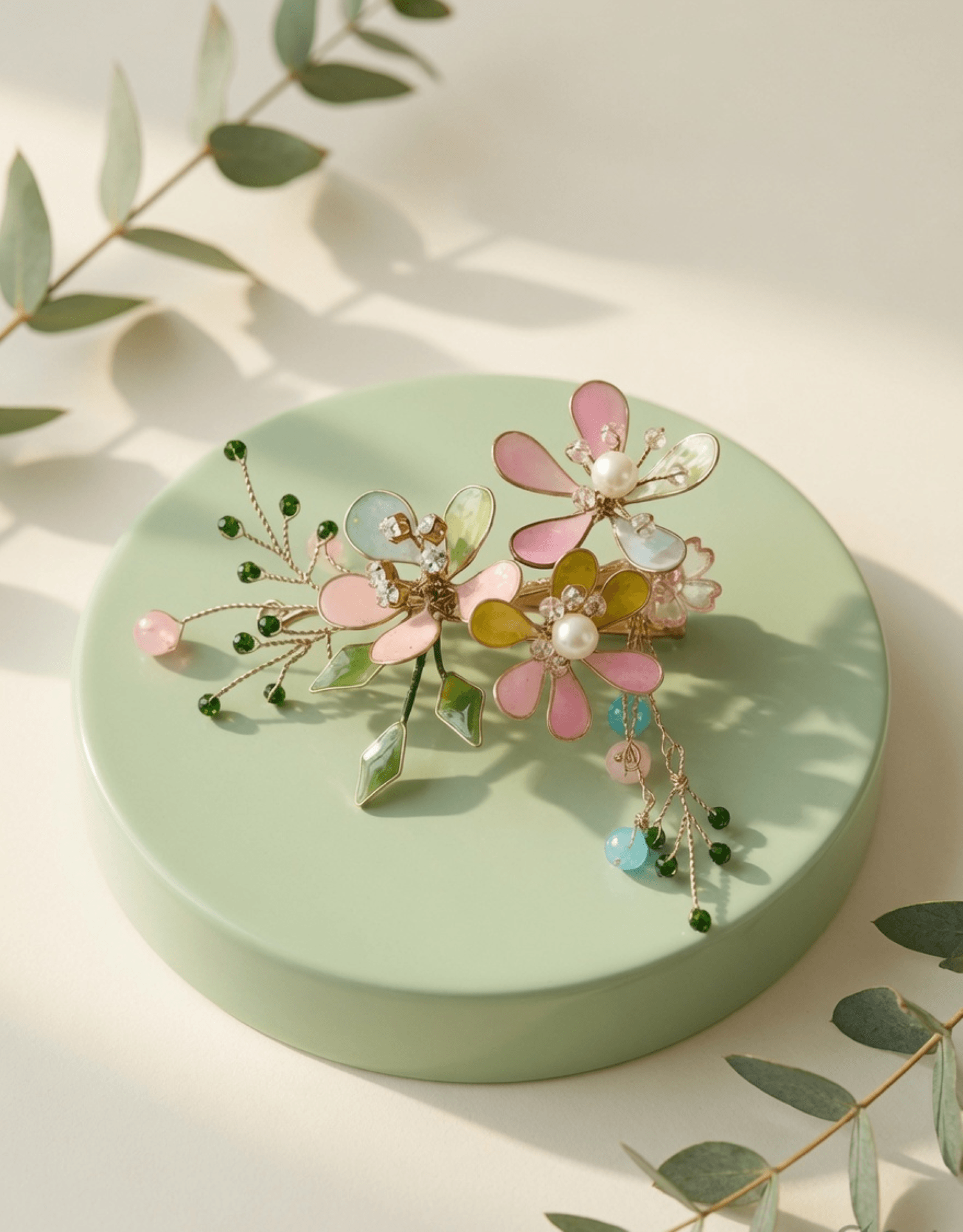 multicolor resin floral hair clip, lightweight handmade jewellery