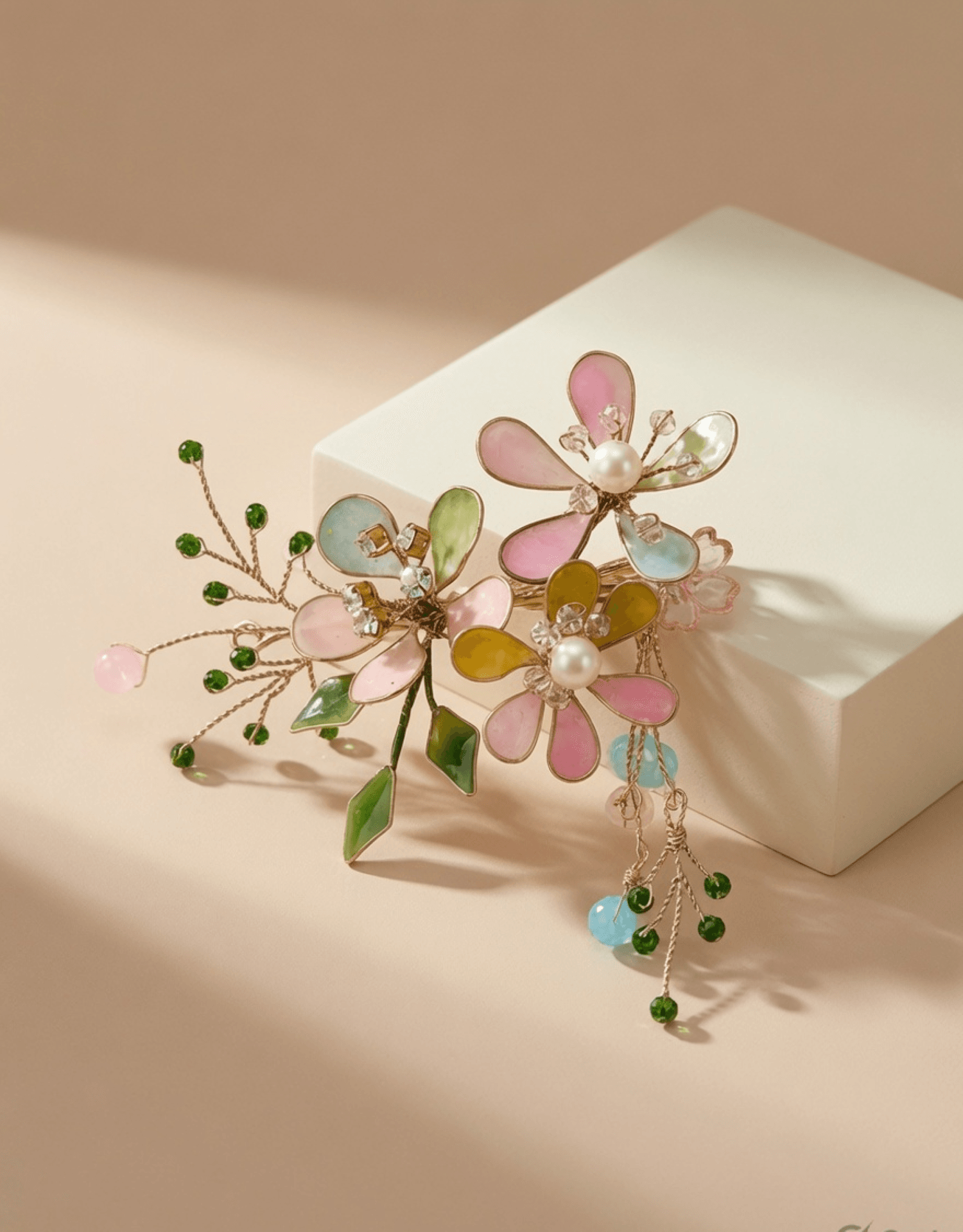multicolor resin floral hair clip, lightweight handmade jewellery