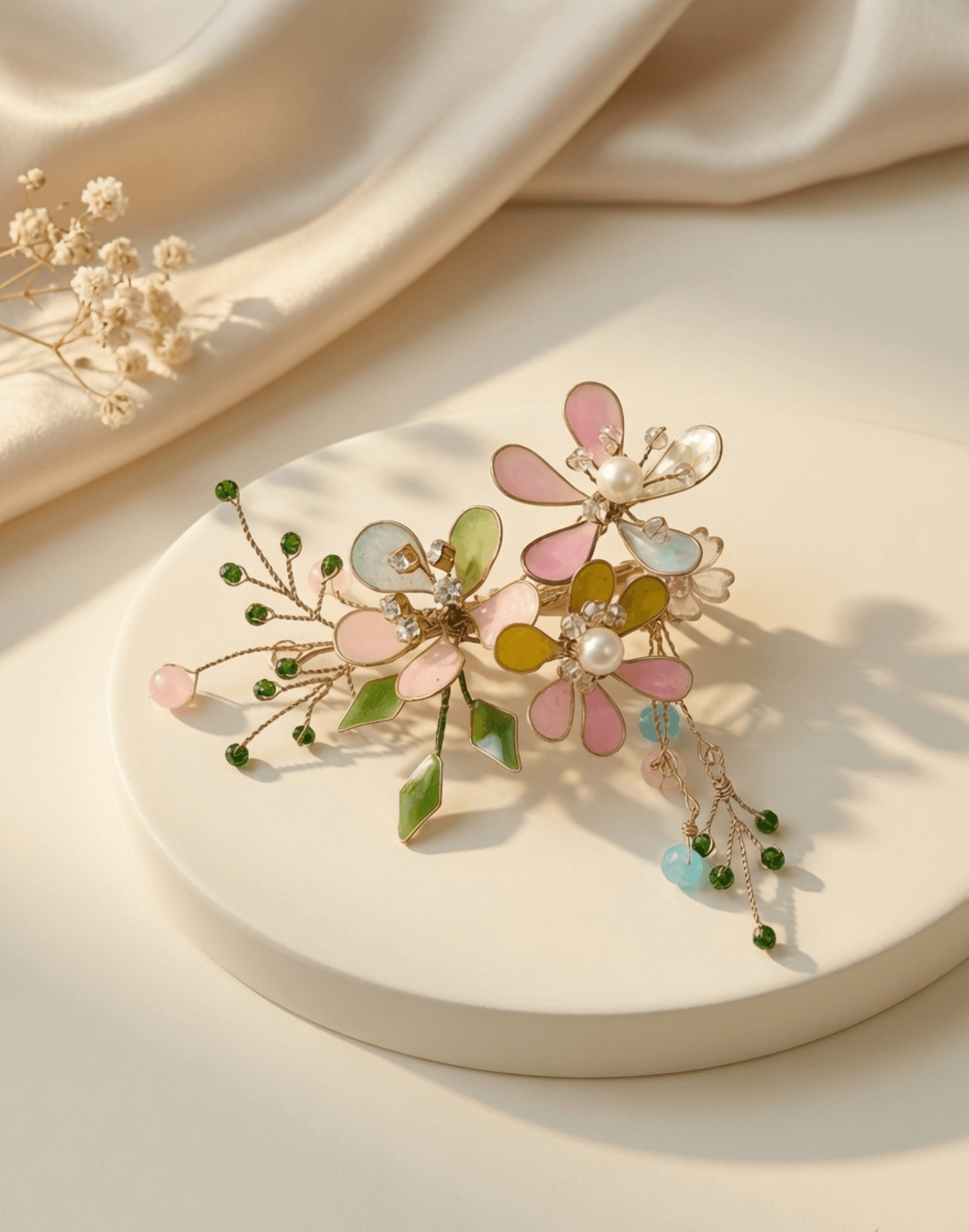 multicolor resin floral hair clip, lightweight handmade jewellery
