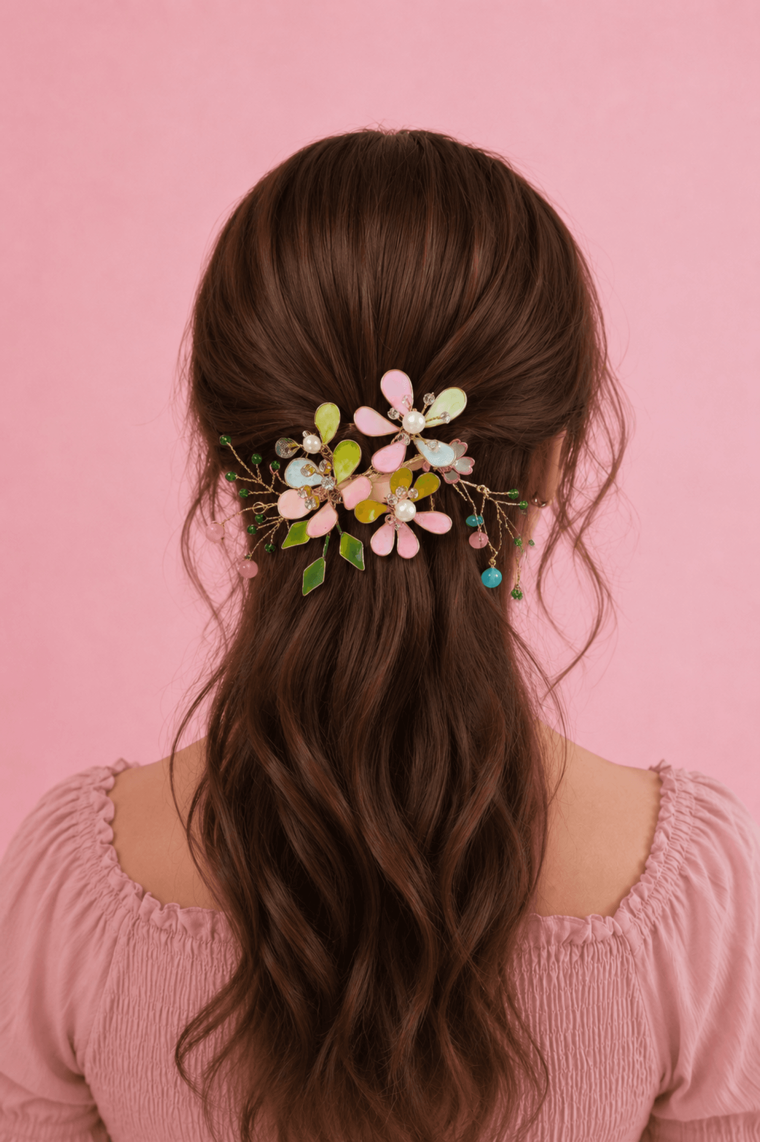 multicolor resin floral hair clip, lightweight handmade jewellery