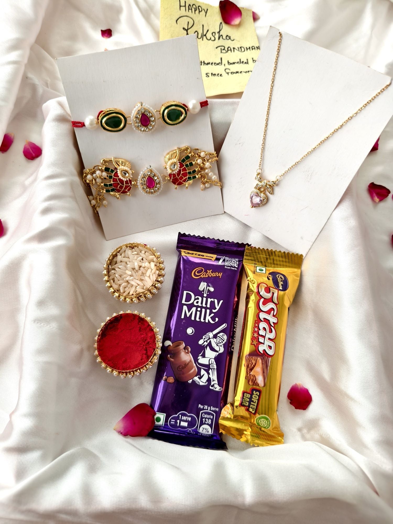 Elephant Kundan Rakhi hamper set of 2 for brother and bhabhi