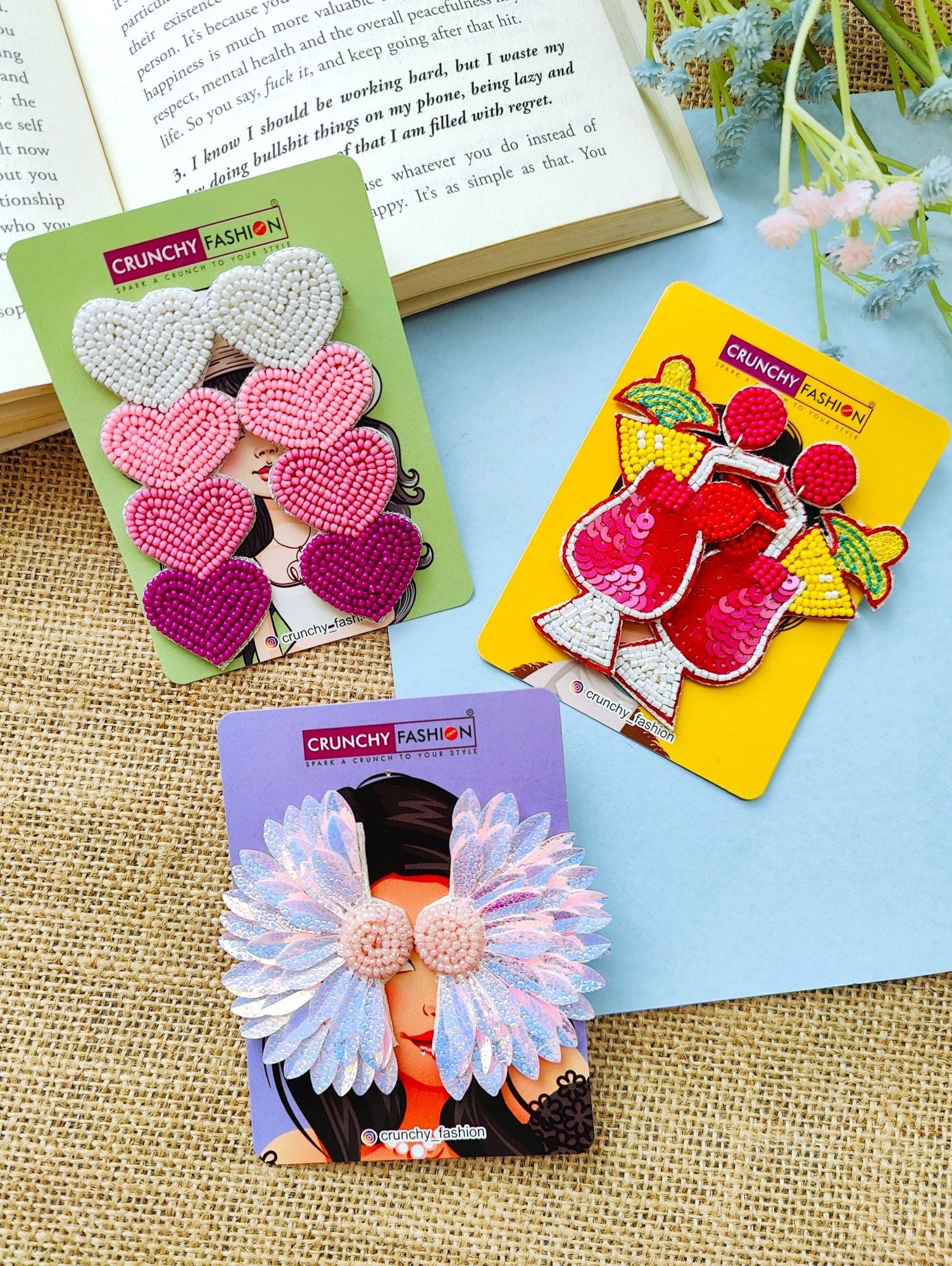 Vibrant Handcrafted Beaded Durga Earrings Trio - The Ideal Fashionable Gift