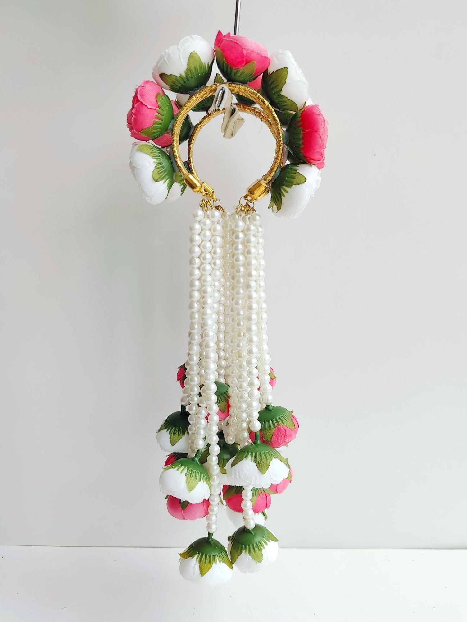 Pink floral beaded Bridal Kalire jewellery set, ideal for haldi occasion in summer and spring