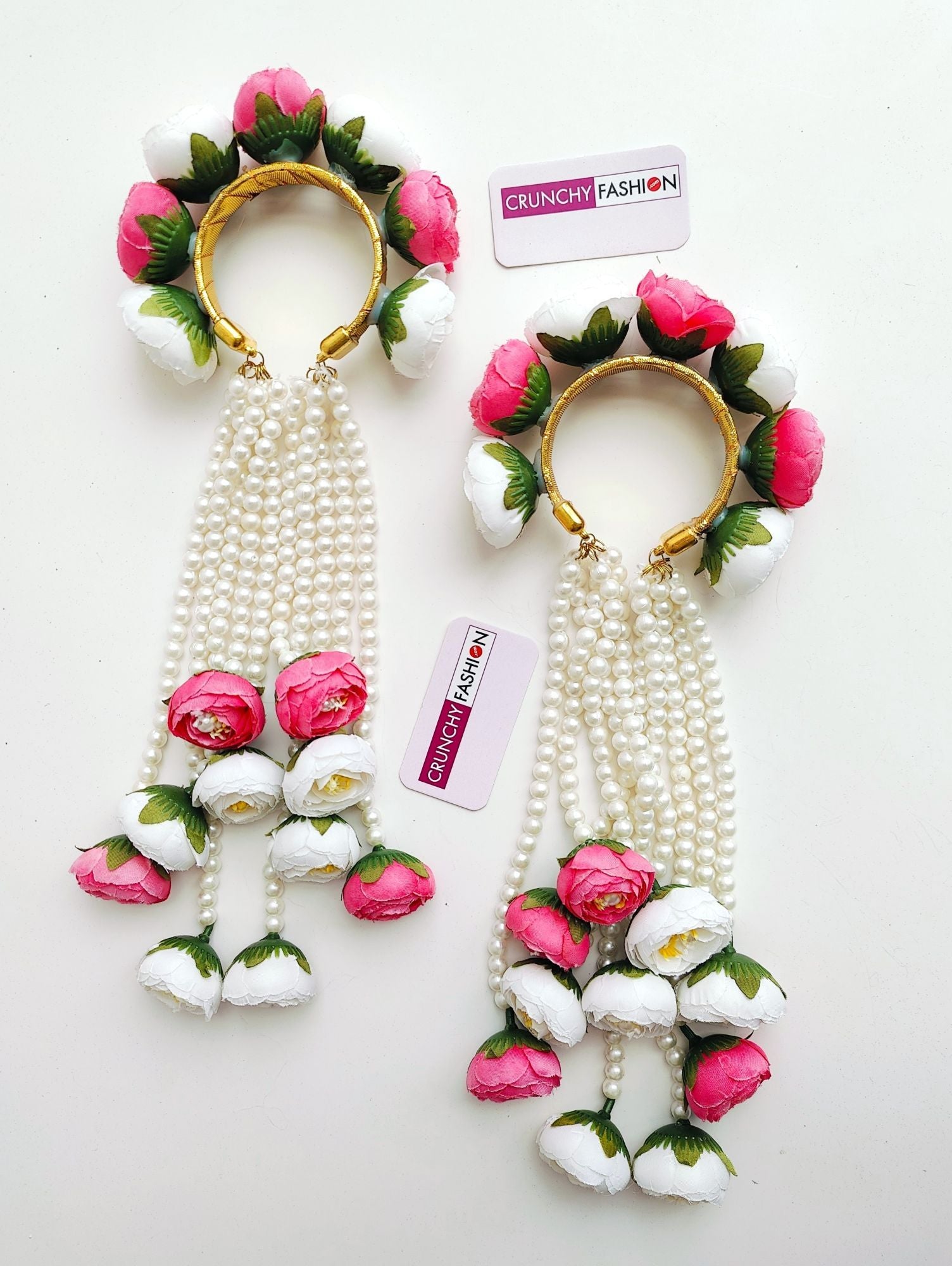 Pink floral beaded Bridal Kalire jewellery set, ideal for haldi occasion in summer and spring