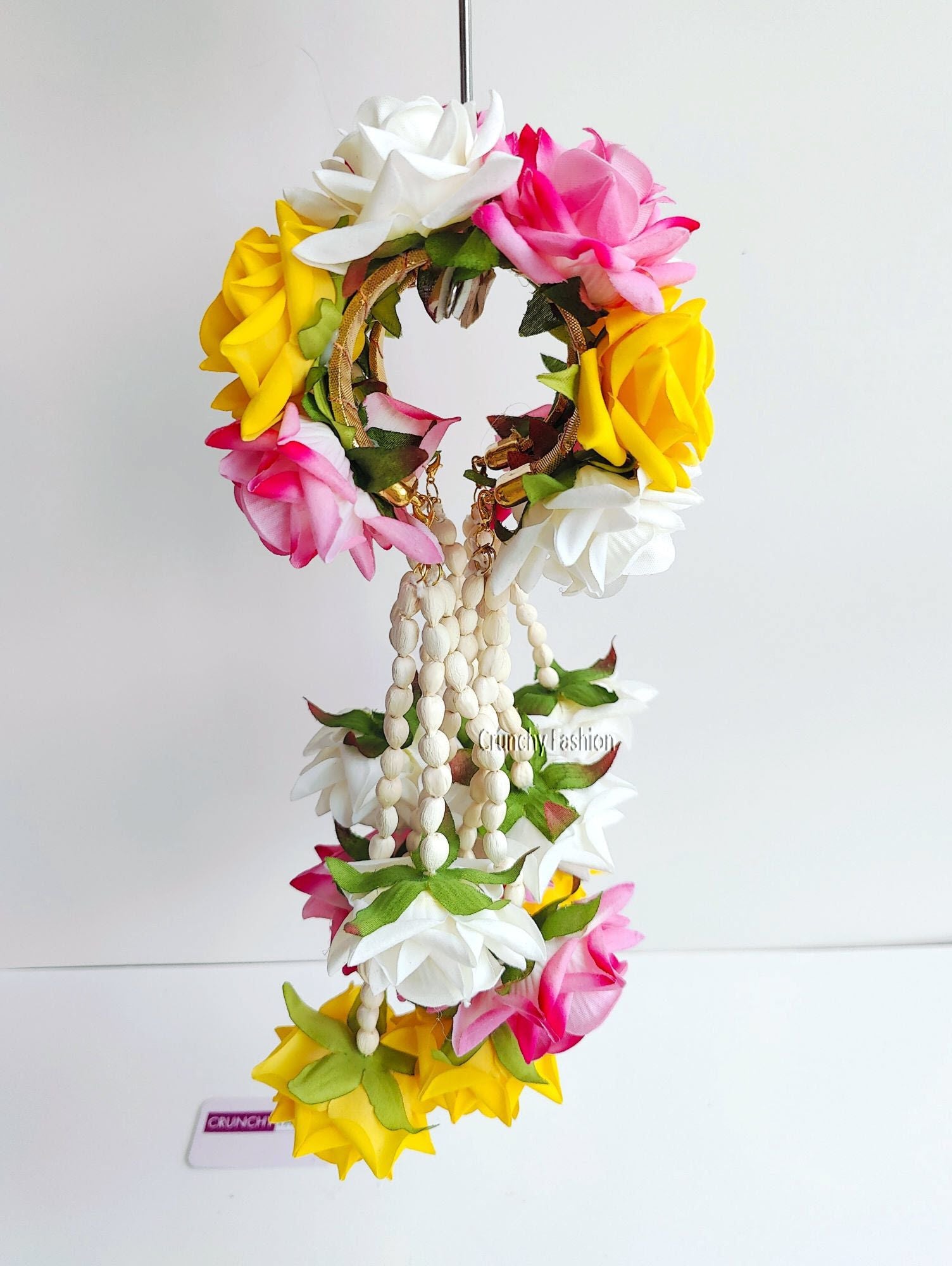 Designer Floral Bridal Kalire in Pink and White, Ideal for Women's Wedding, Haldi and Baby Shower