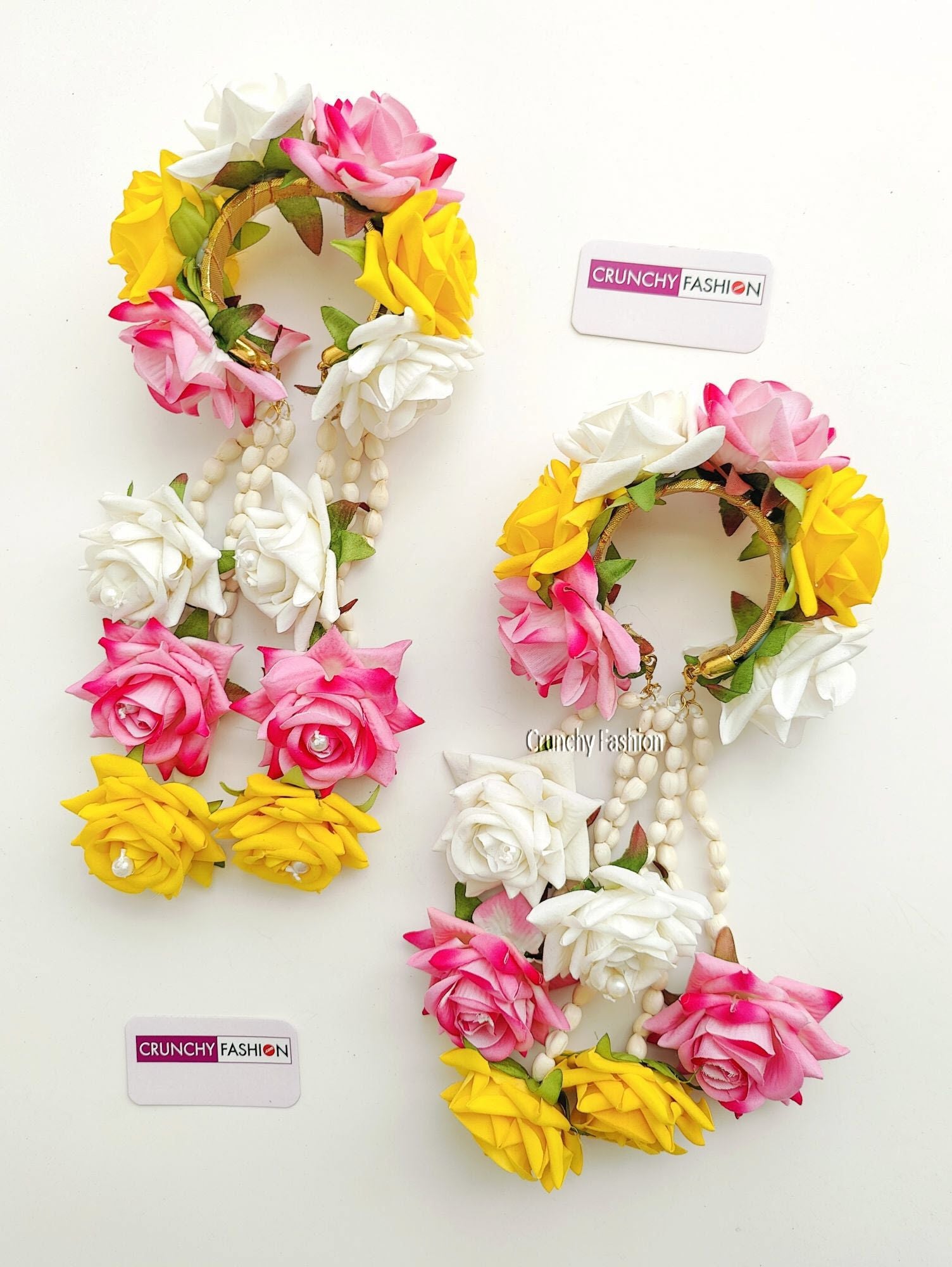 Designer Floral Bridal Kalire in Pink and White, Ideal for Women's Wedding, Haldi and Baby Shower