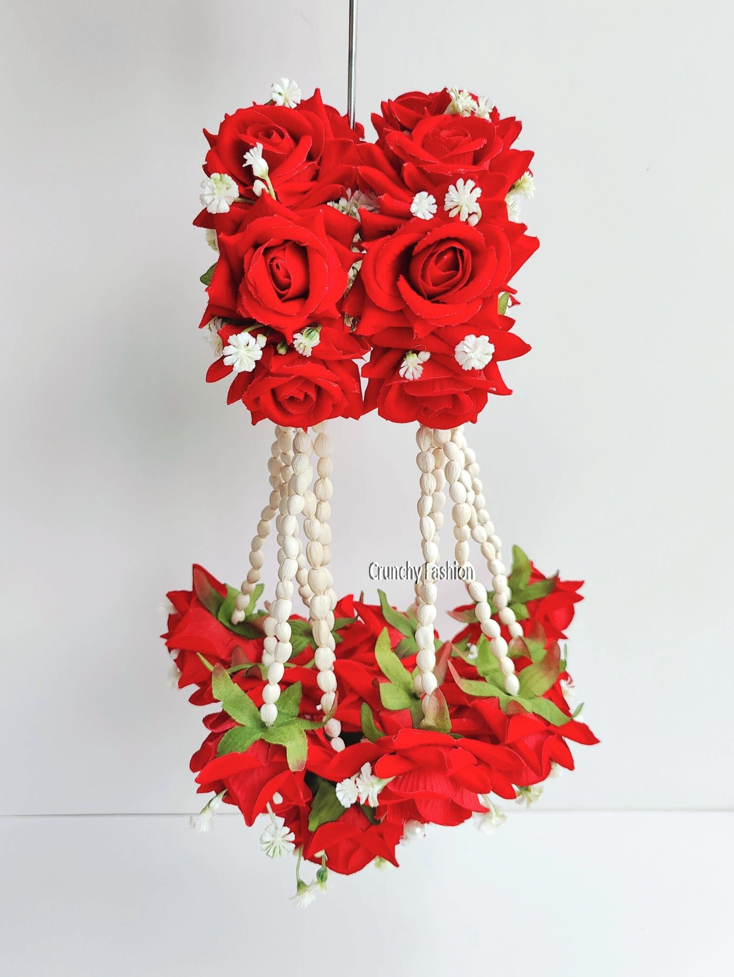 Rose Floral Bridal Kalire - Red & White Flower Kaleeras for bride