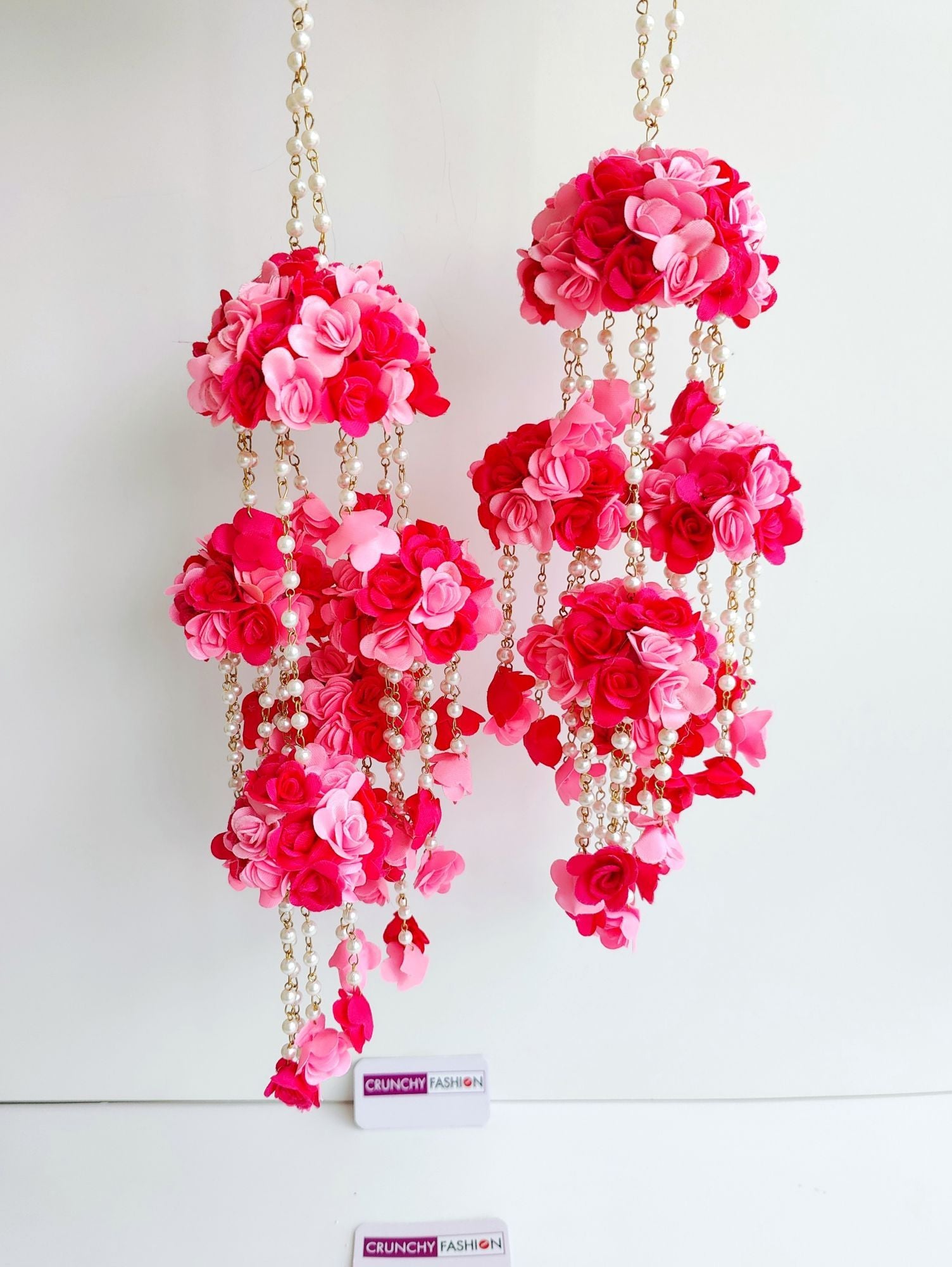 Designer PInk Bridal Kaleere with pink-baby pink roses and pearl, ideal for weddings and Haldi.