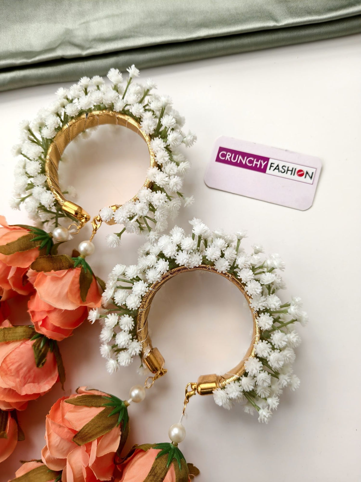 Orange peach bridal kalire, floral kaleera for haldi and mehndi
