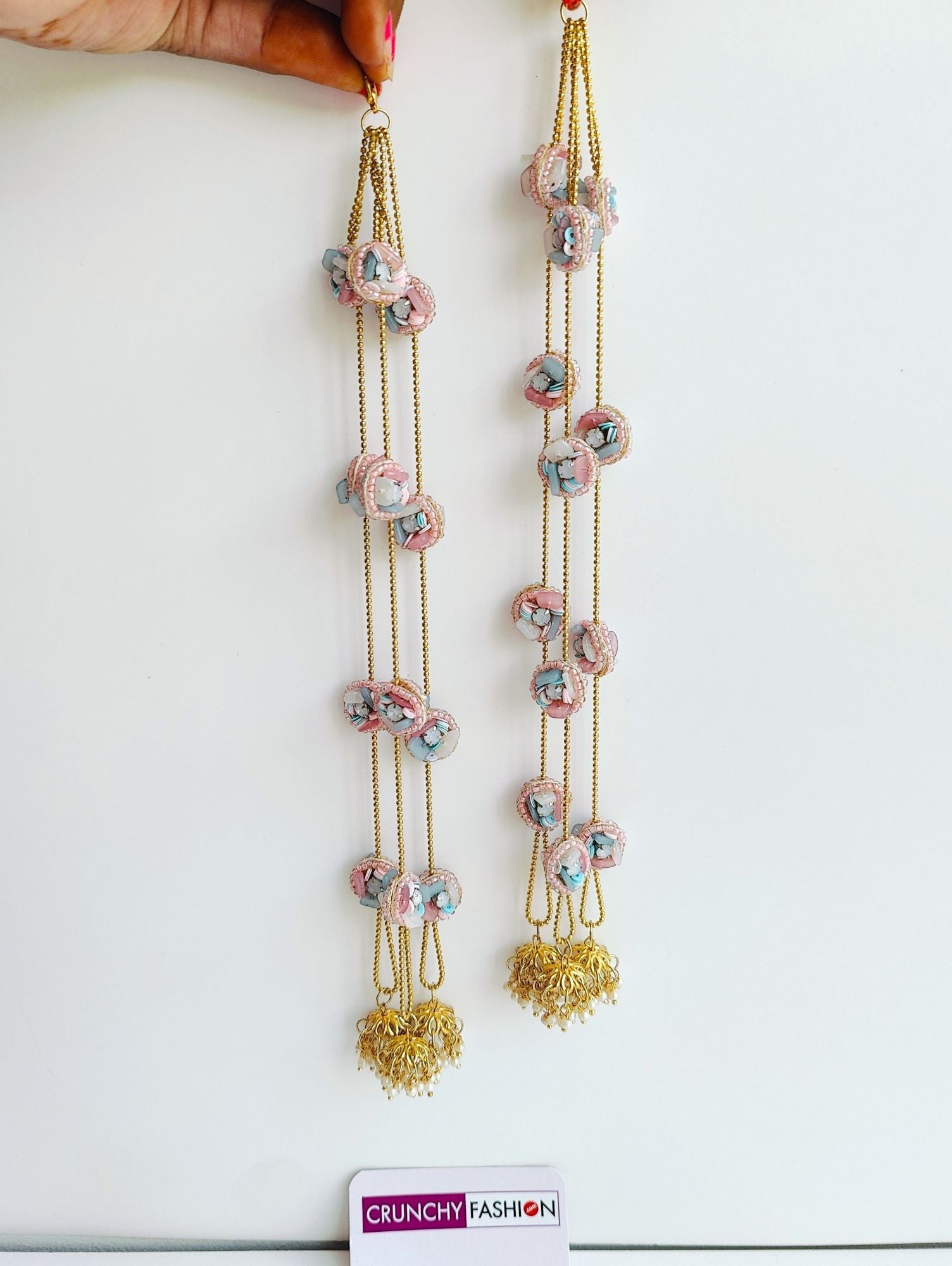 Handmade pink, yellow, white floral bridal Kaleere with pearl, ideal for summer|spring weddings, Haldi.