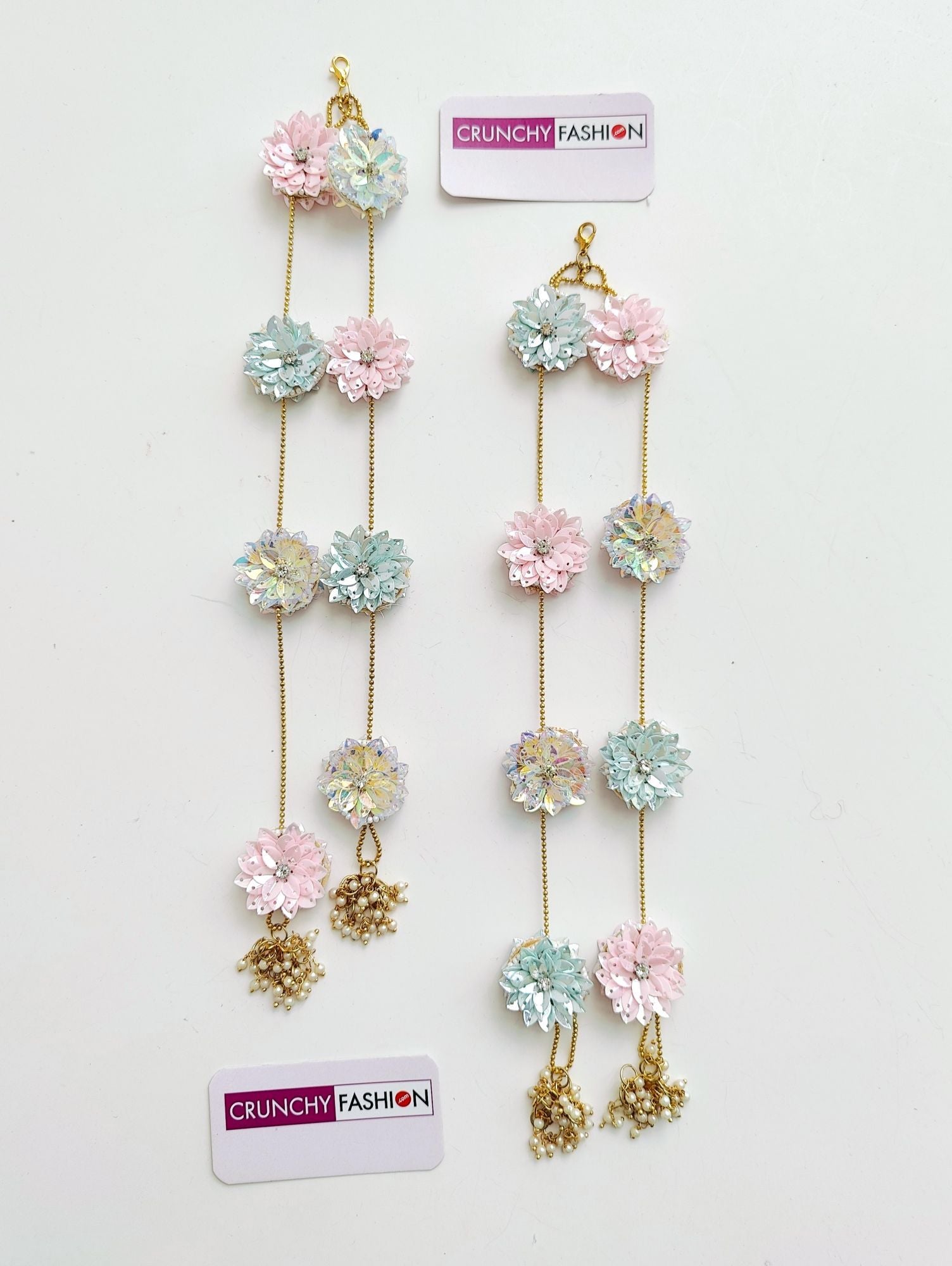 Handmade Floral Bridal Kaleere in pink, yellow, and white colors, perfect for Haldi, Mehandi, and wedding occasions