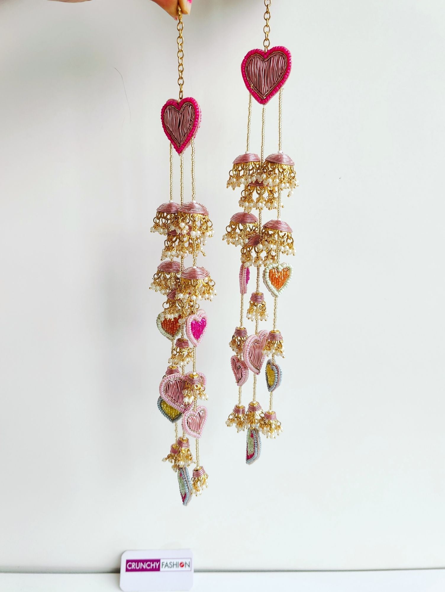 Handmade Floral Designer Bridal Kaleere in Pink, Yellow, White Pearl for Women, Girls, perfect for weddings.