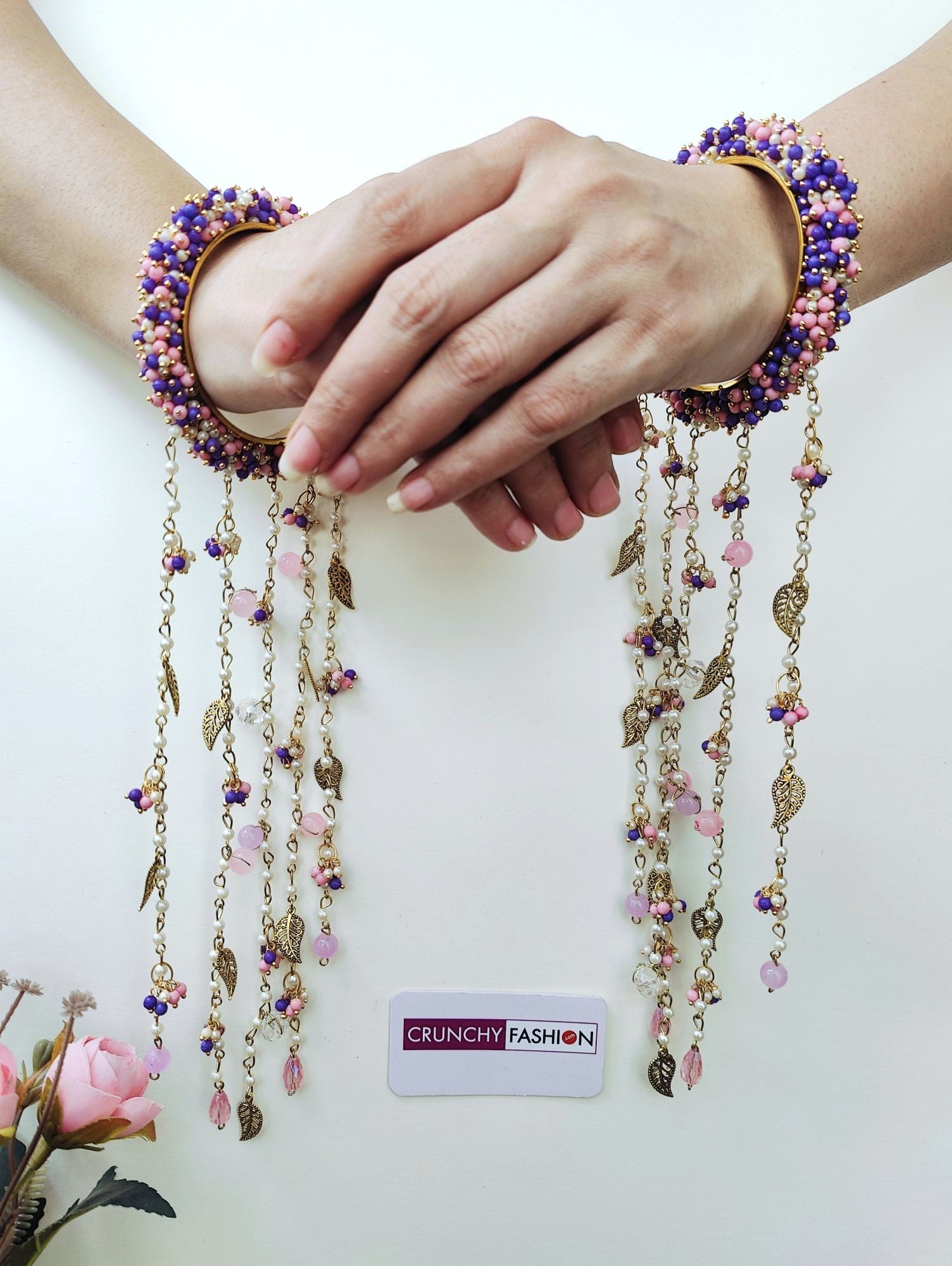 Lavender-PInk Pearl & Shell Bridal Kaliras Haldi & carnivals