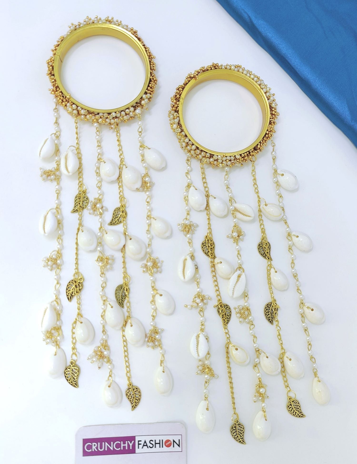 White gold seashell Punjabi bridal kalire for mehndi and wedding