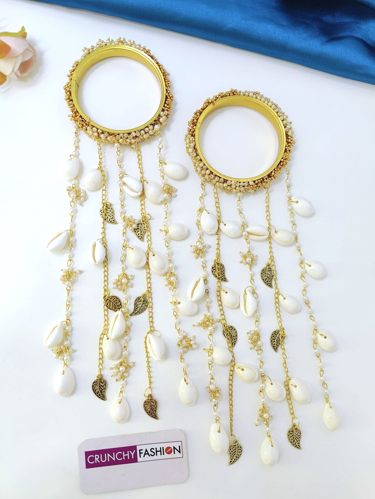 White gold seashell Punjabi bridal kalire for mehndi and wedding