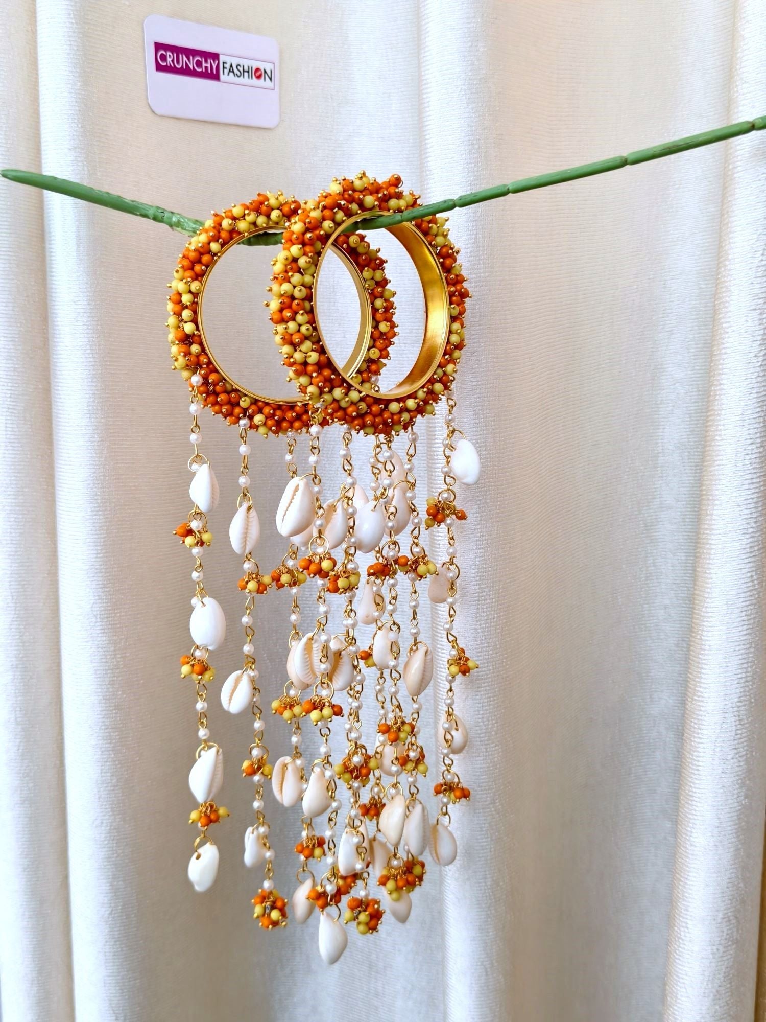 orange and yellow handmade bridal kaleere kalire bangles for haldi