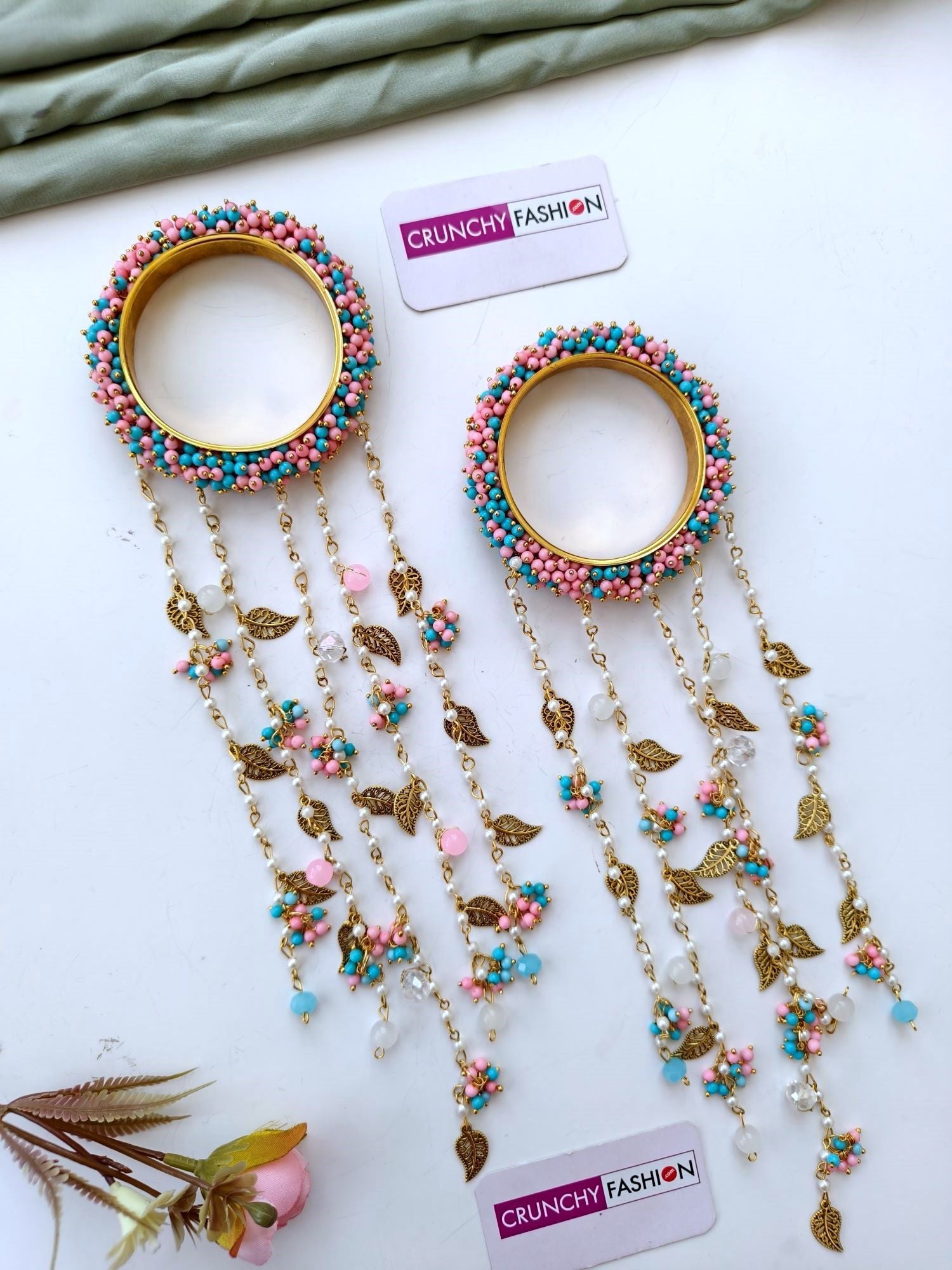 Sky blue and baby pink handmade floral bridal kalire for weddings