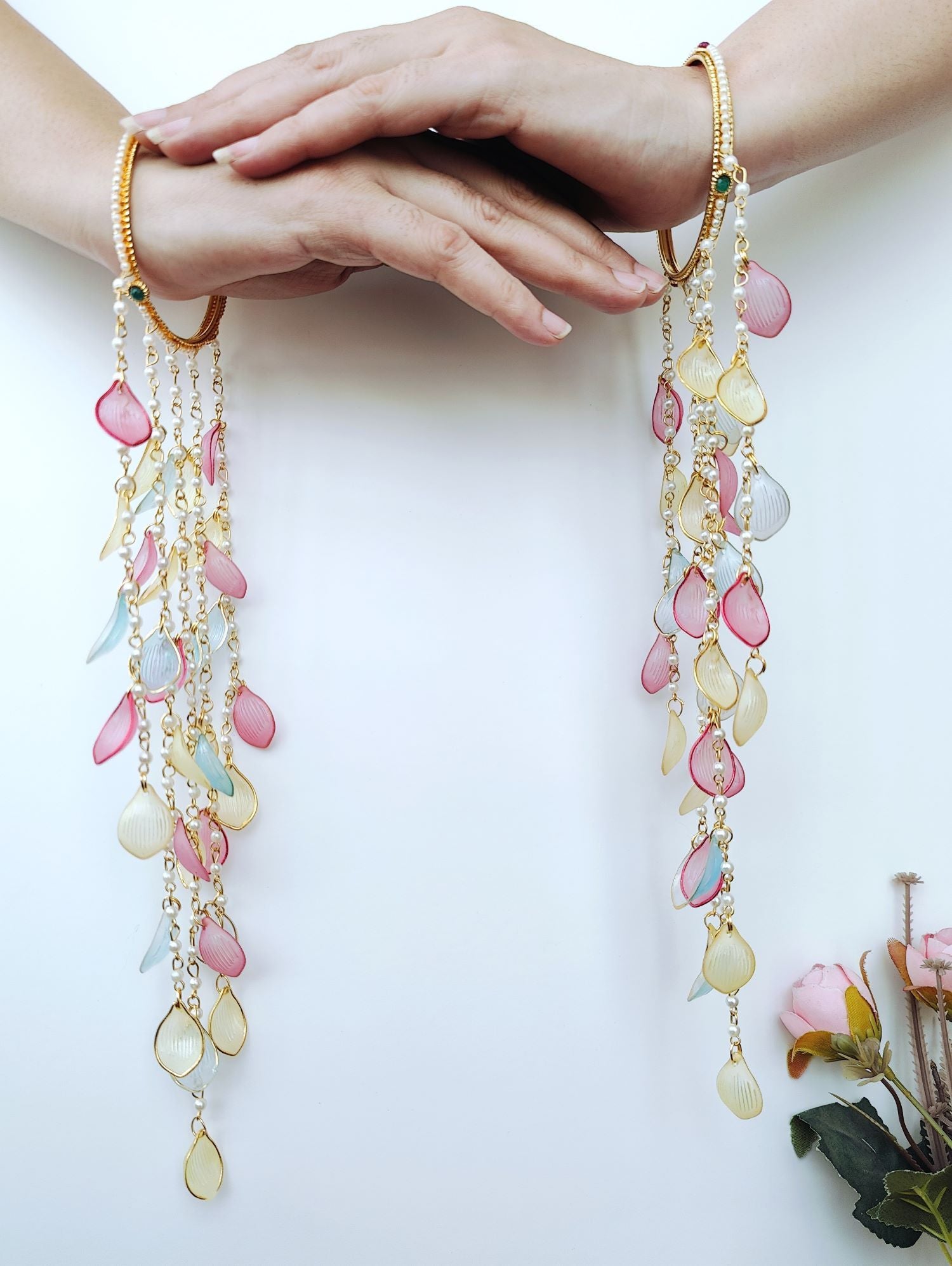 pastel floral kalire bangles, lightweight acrylic kalira for bride