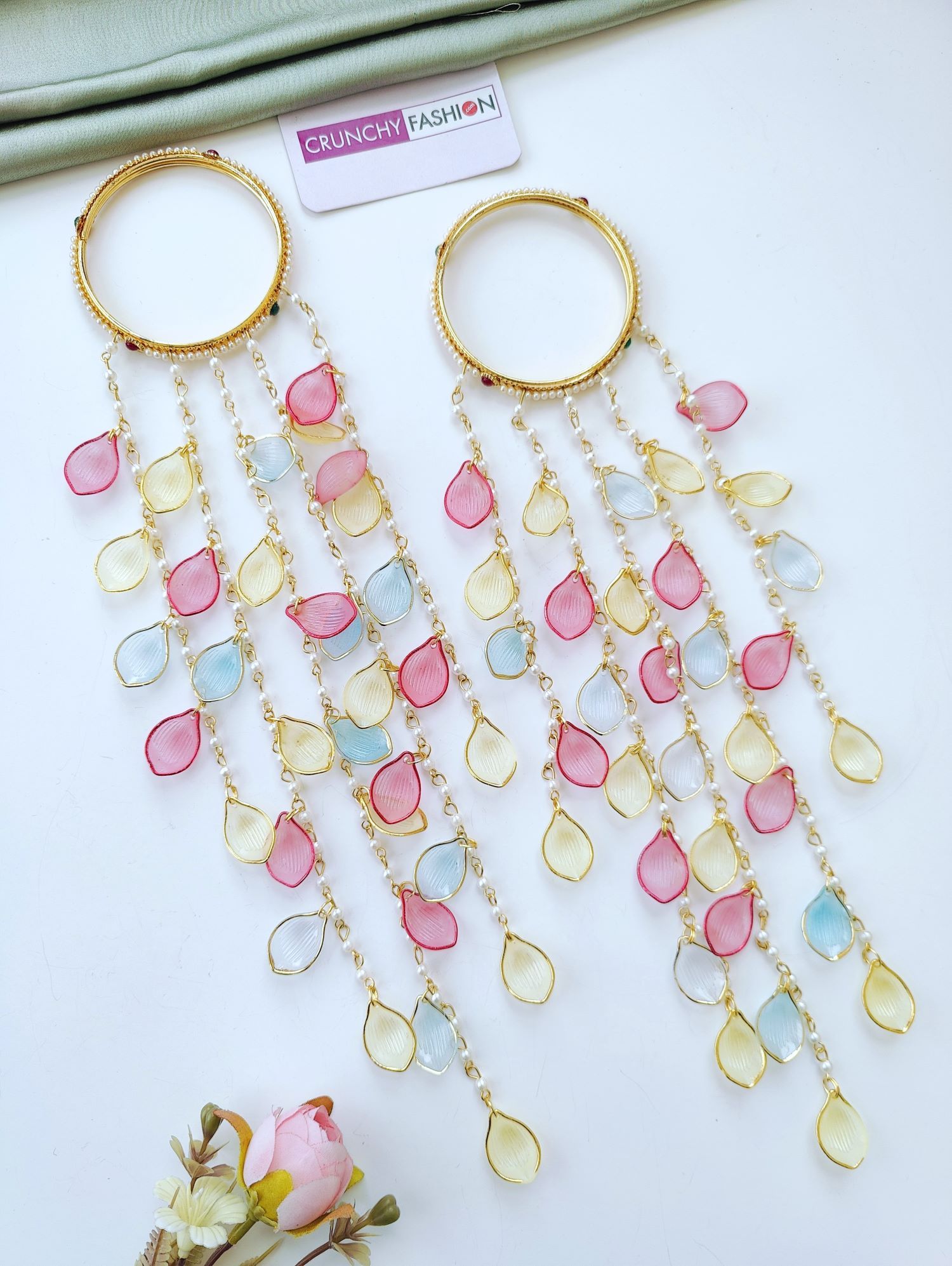 pastel floral kalire bangles, lightweight acrylic kalira for bride