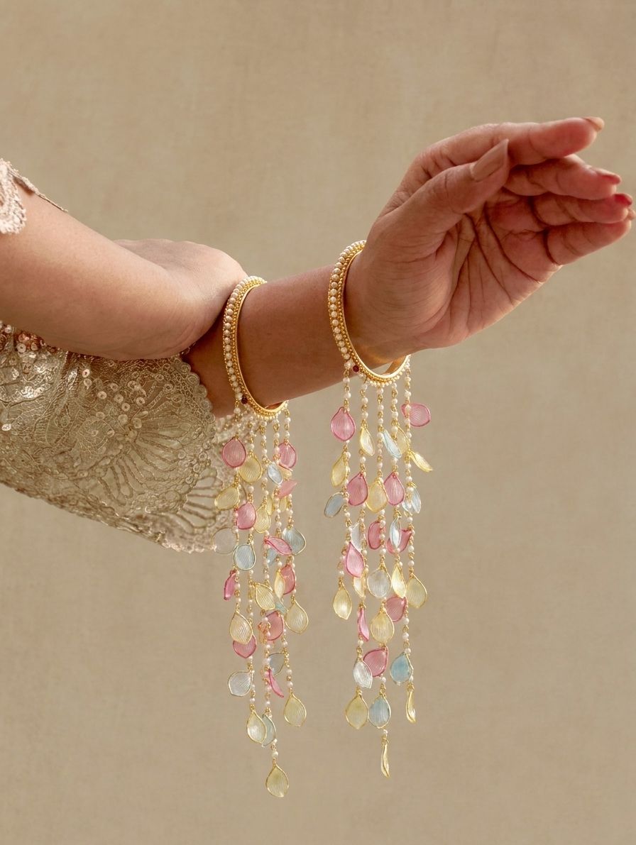 pastel floral kalire bangles, lightweight acrylic kalira for bride