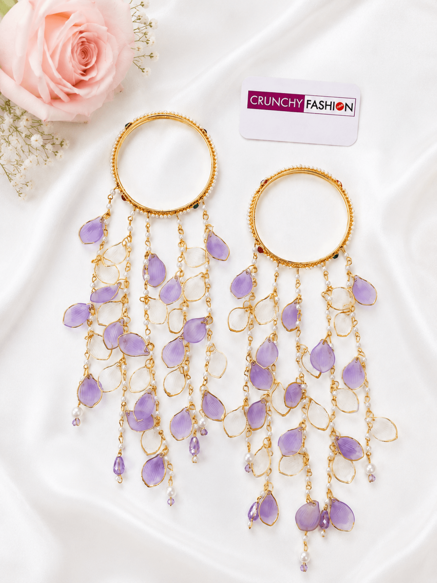 purple acrylic kalire design for bride, handmade haldi mehndi jewellery