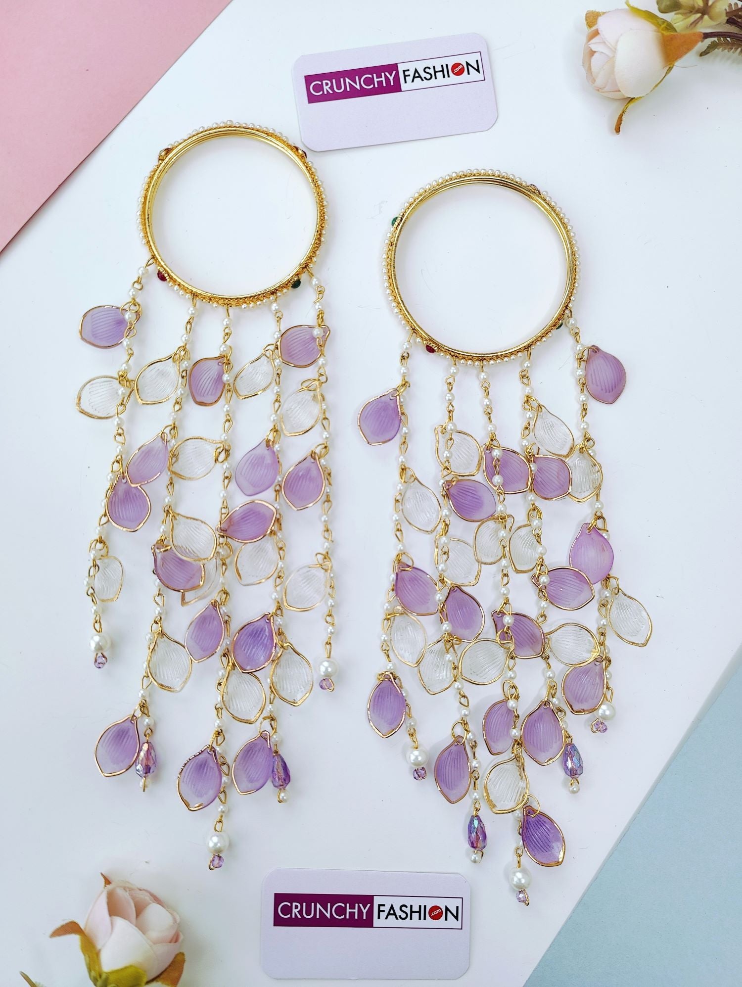 purple acrylic kalire design for bride, handmade haldi mehndi jewellery