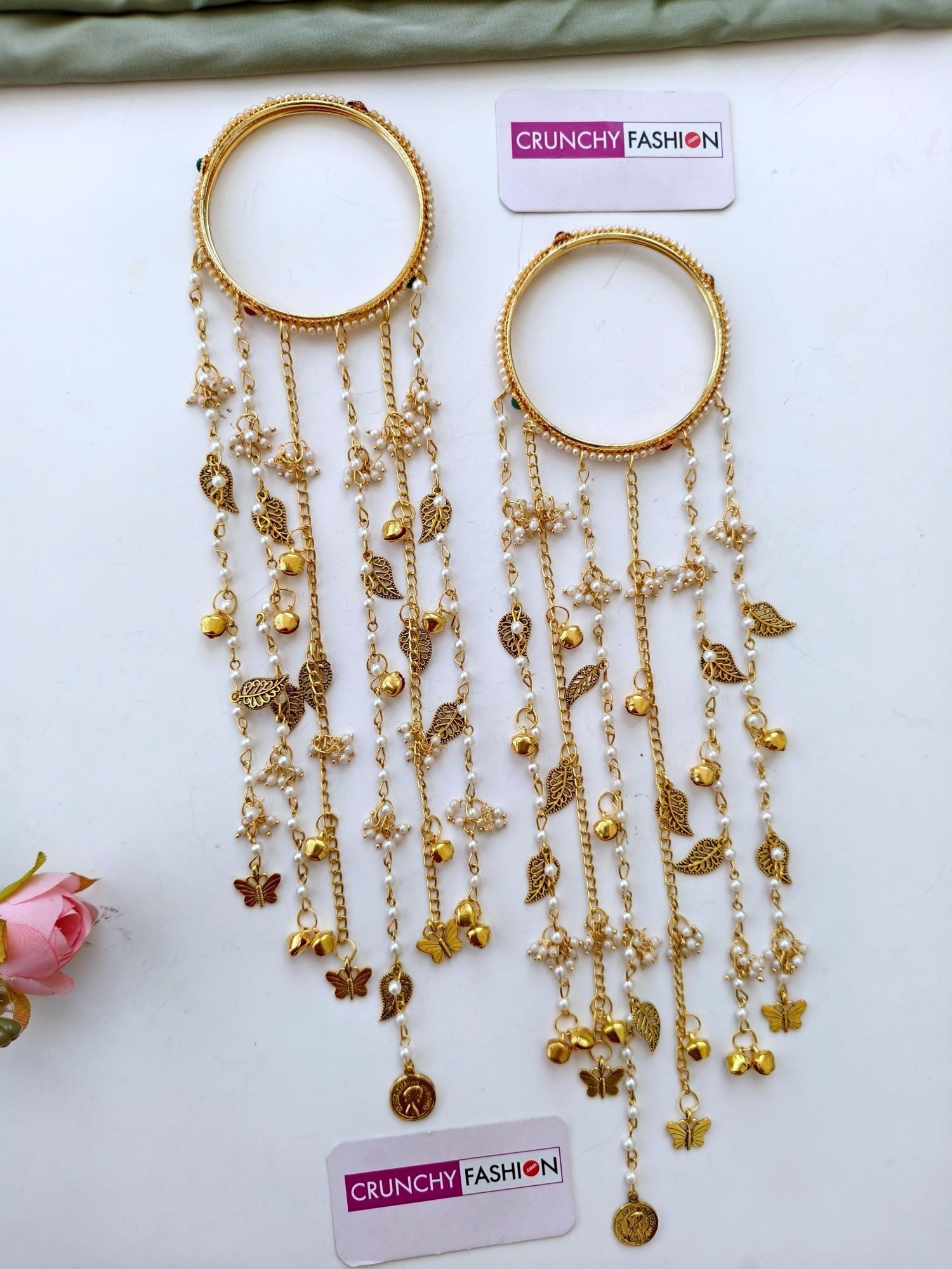 white designer wedding kalira for bride, gold plated handmade kaleere