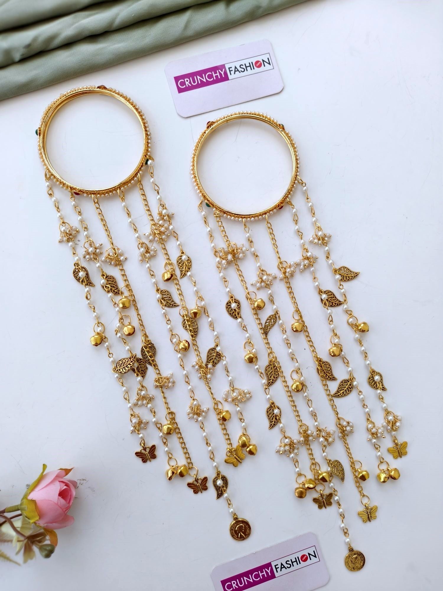 white designer wedding kalira for bride, gold plated handmade kaleere