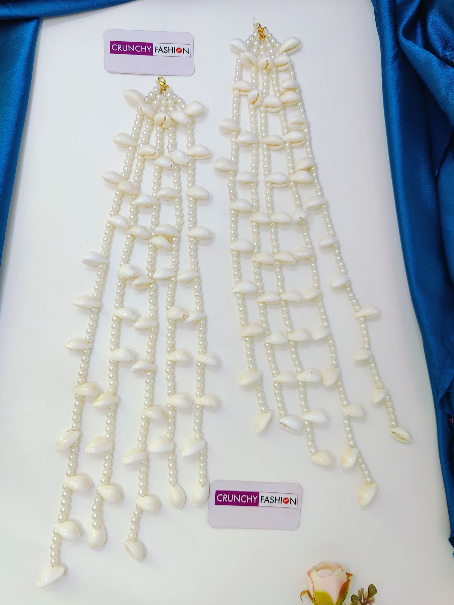 White gold shell pearl bridal kalire for wedding mehndi haldi