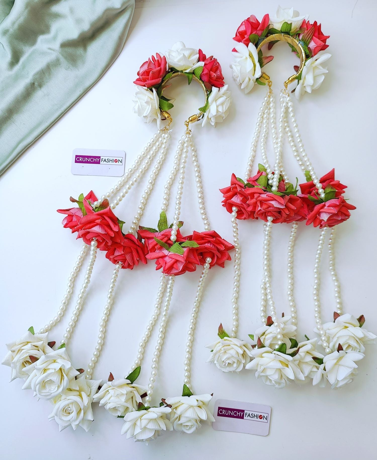 Pink and white rose kalire for bride, handmade floral bridal kalire