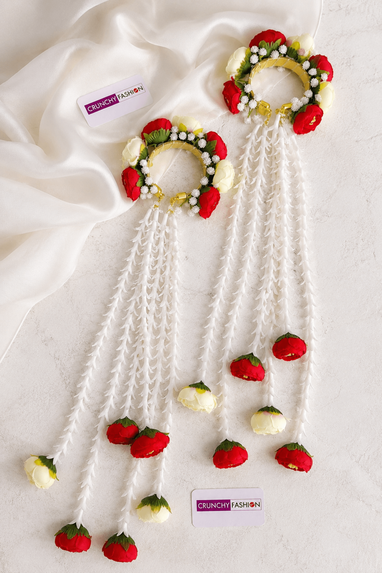red and white rose kalire for bride, floral bridal kalire