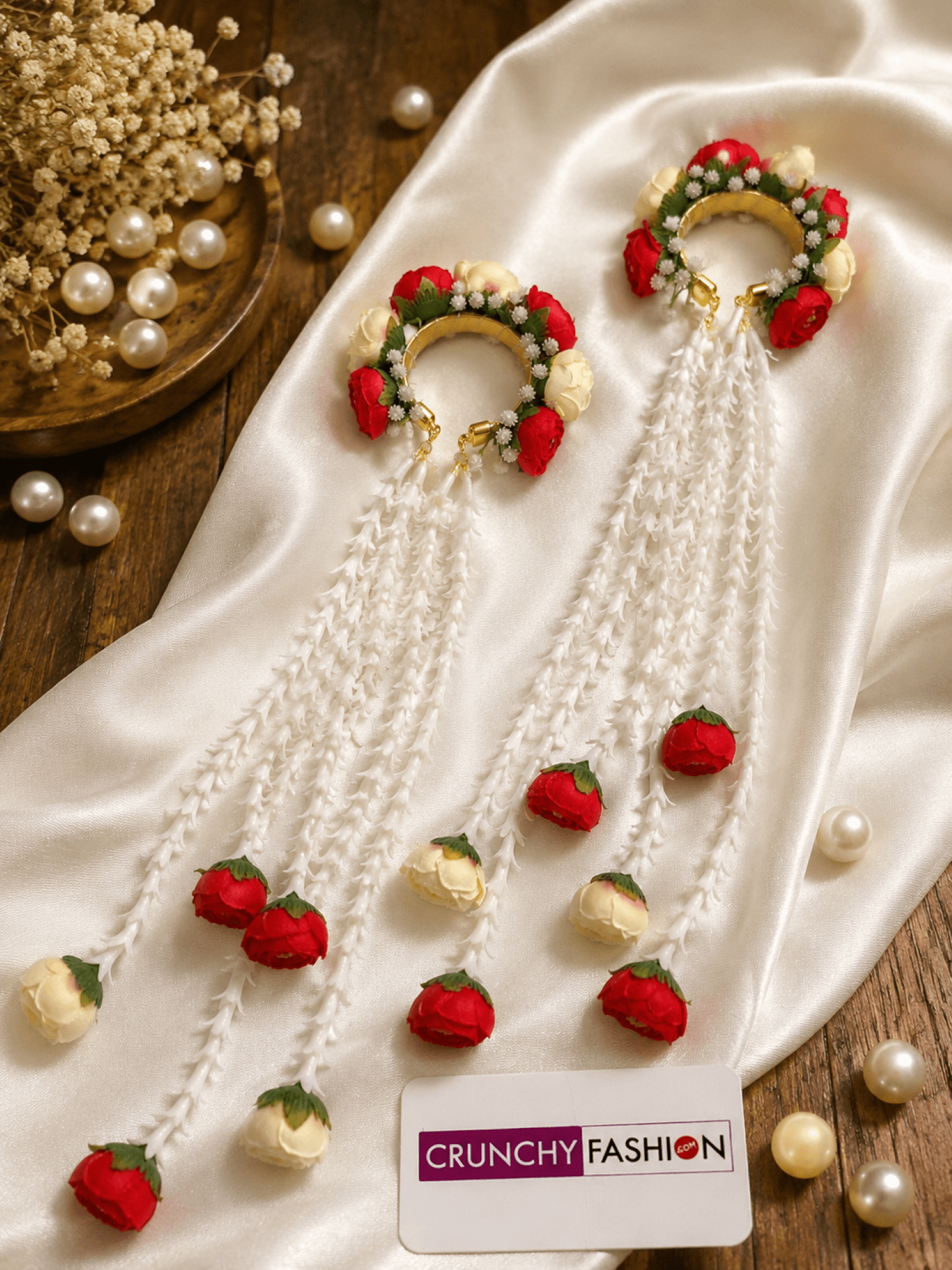 red and white rose kalire for bride, floral bridal kalire