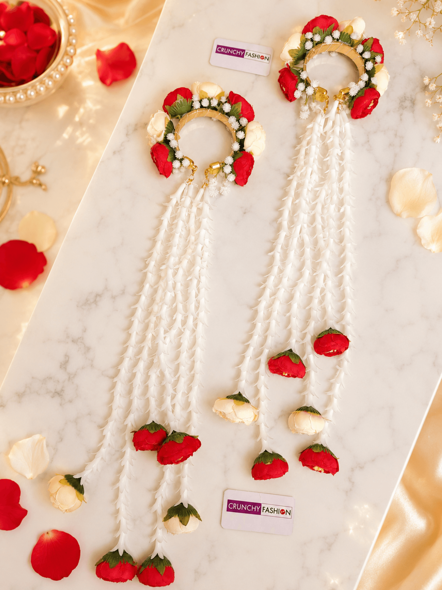 red and white rose kalire for bride, floral bridal kalire