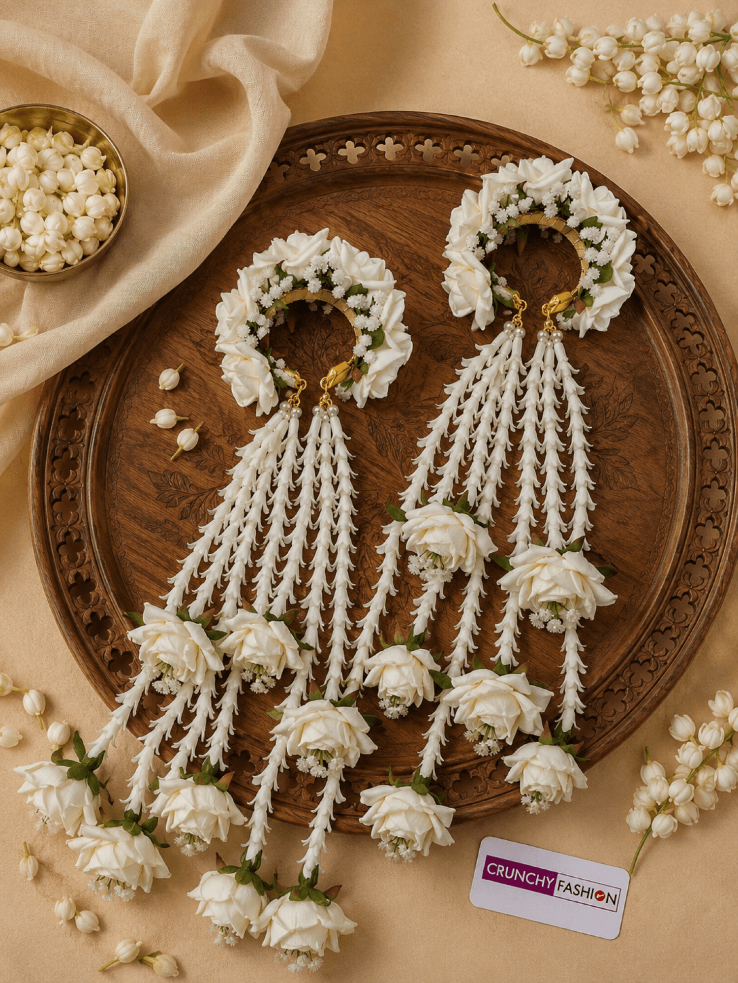 white rose kalira, handmade floral kalire for haldi mehndi bridal
