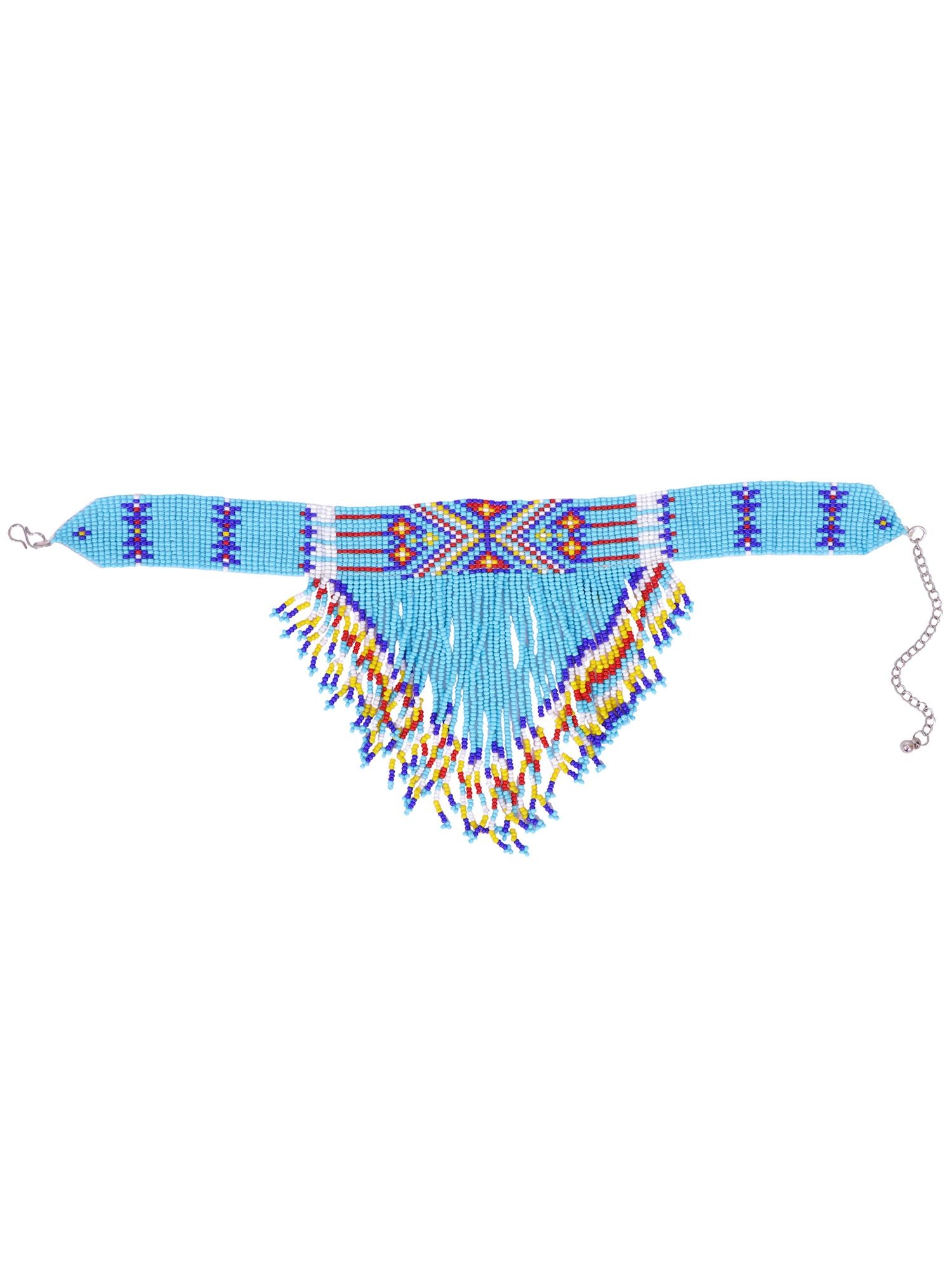 Sky-blue Tassel handmade beaded Choker necklace for women, perfect for parties and weddings