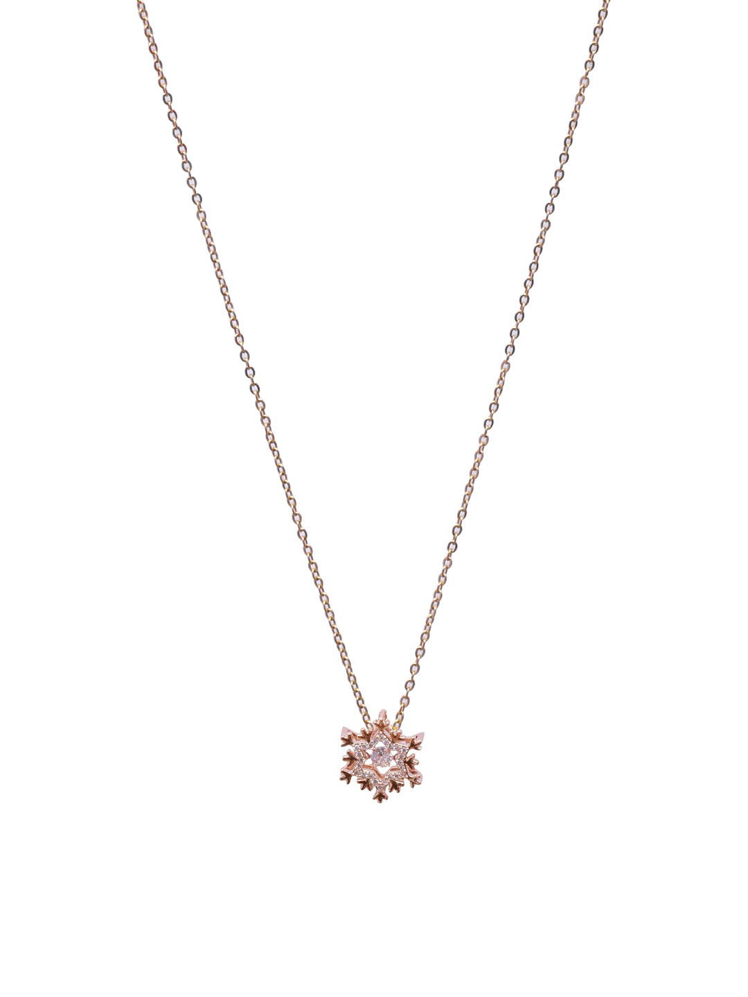 Crystal Studded Stainless Steel Snow Flakes Tarnish Free Pendant Necklace