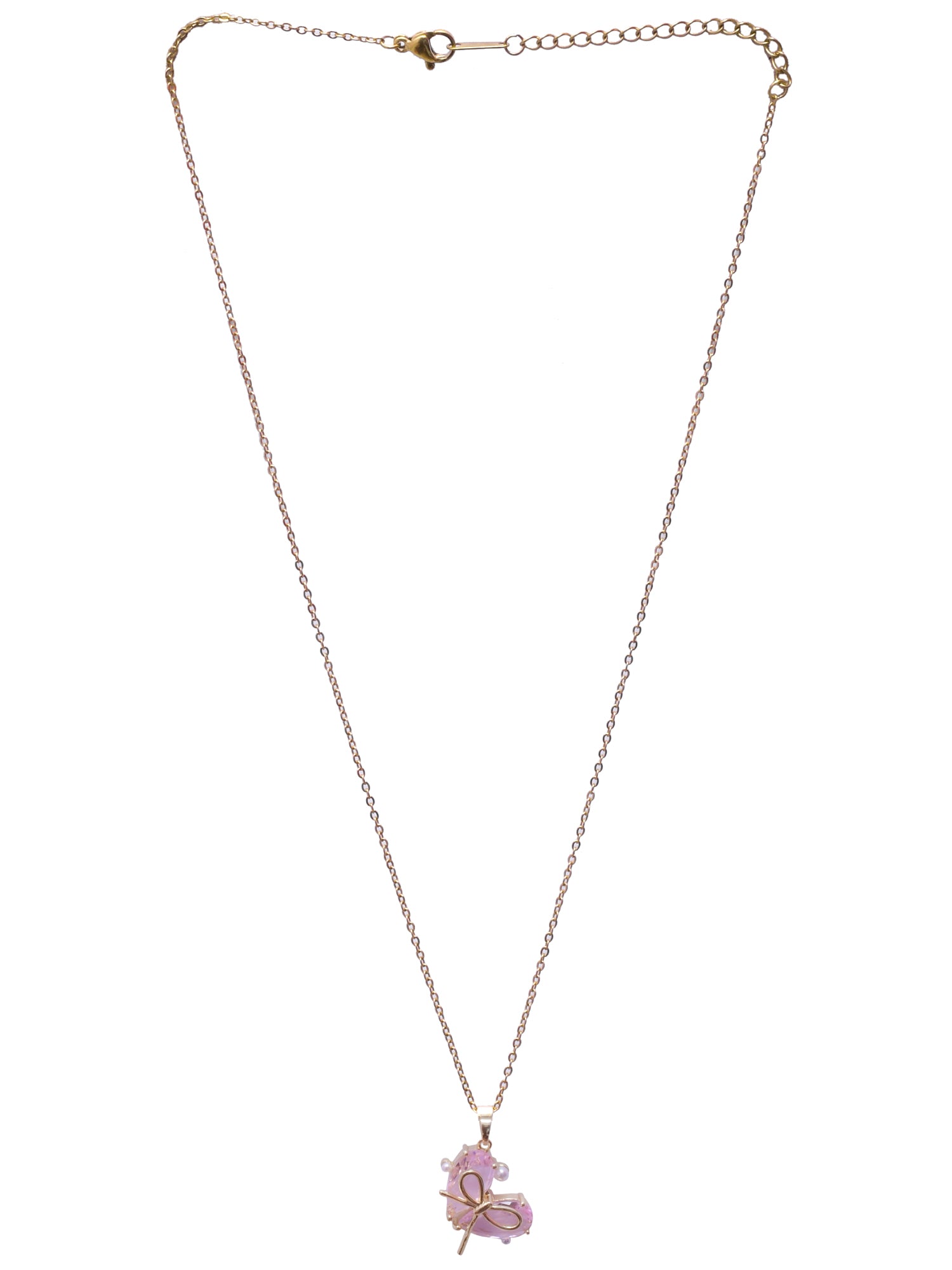 Crystal Studded Stainless Steel Tarnish Free Heart Pendant Necklace