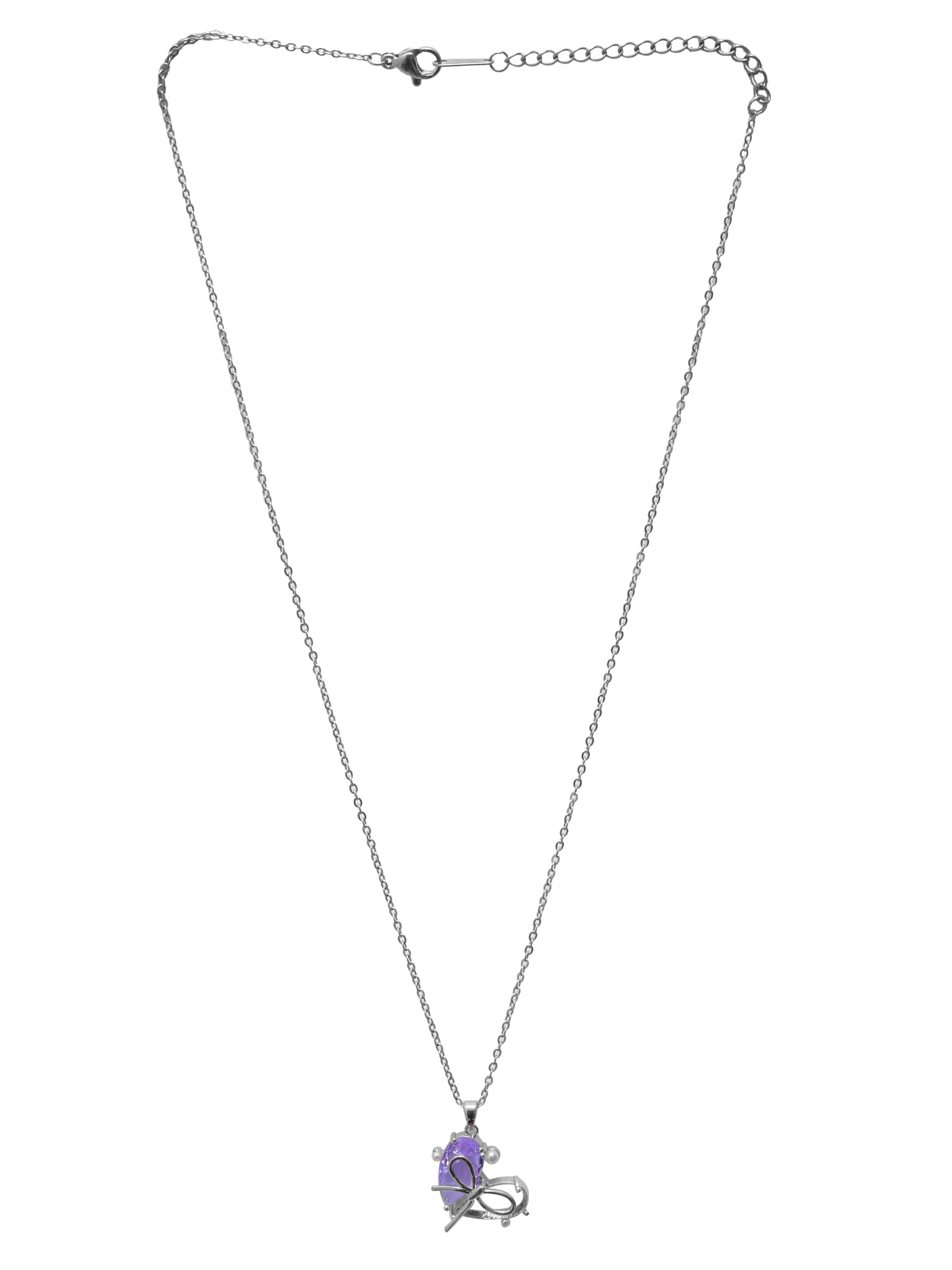 Crystal Studded Stainless Steel Tarnish Free Heart Pendant Necklace