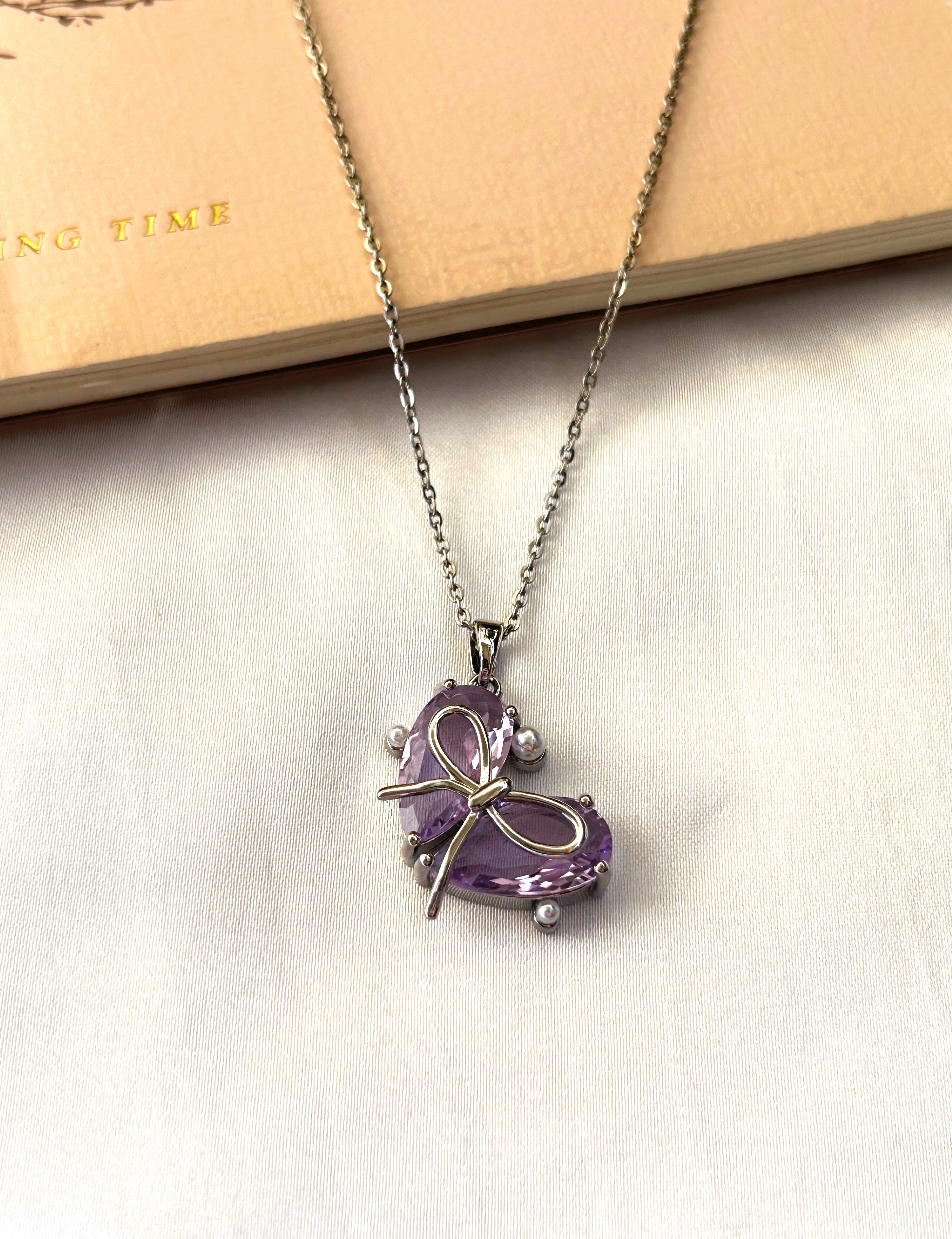 Crystal Studded Stainless Steel Tarnish Free Heart Pendant Necklace