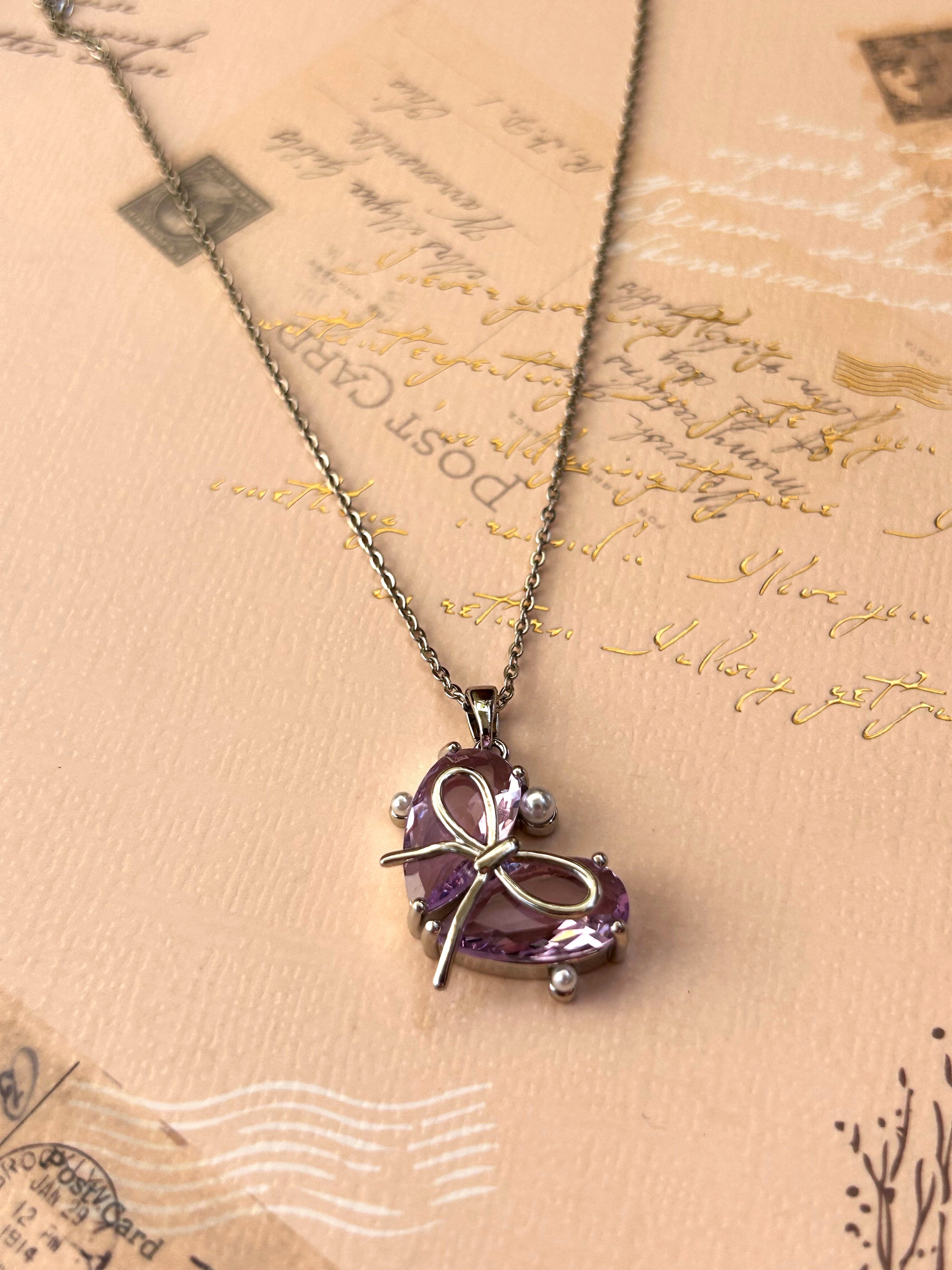 Crystal Studded Stainless Steel Tarnish Free Heart Pendant Necklace