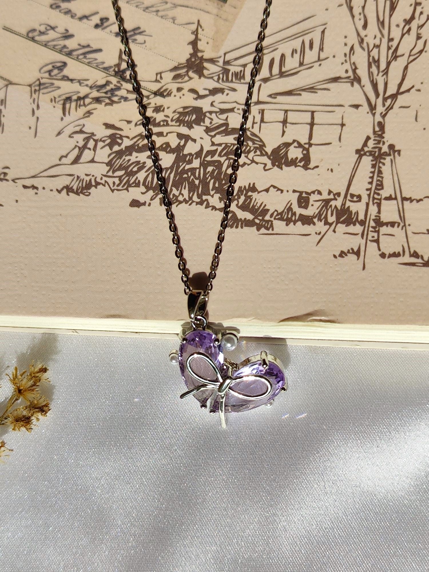 Crystal Studded Stainless Steel Tarnish Free Heart Pendant Necklace