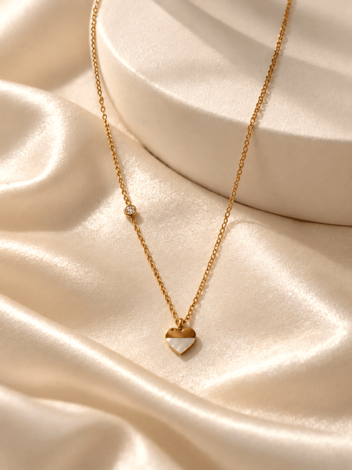 Gold heart crystal pendant necklace for women, designer gift