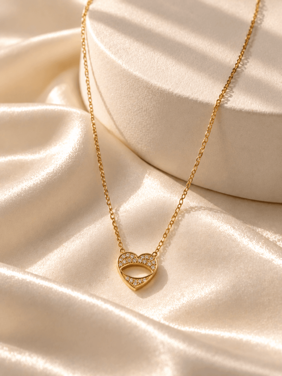Gold heart crystal pendant necklace for women, designer jewelry