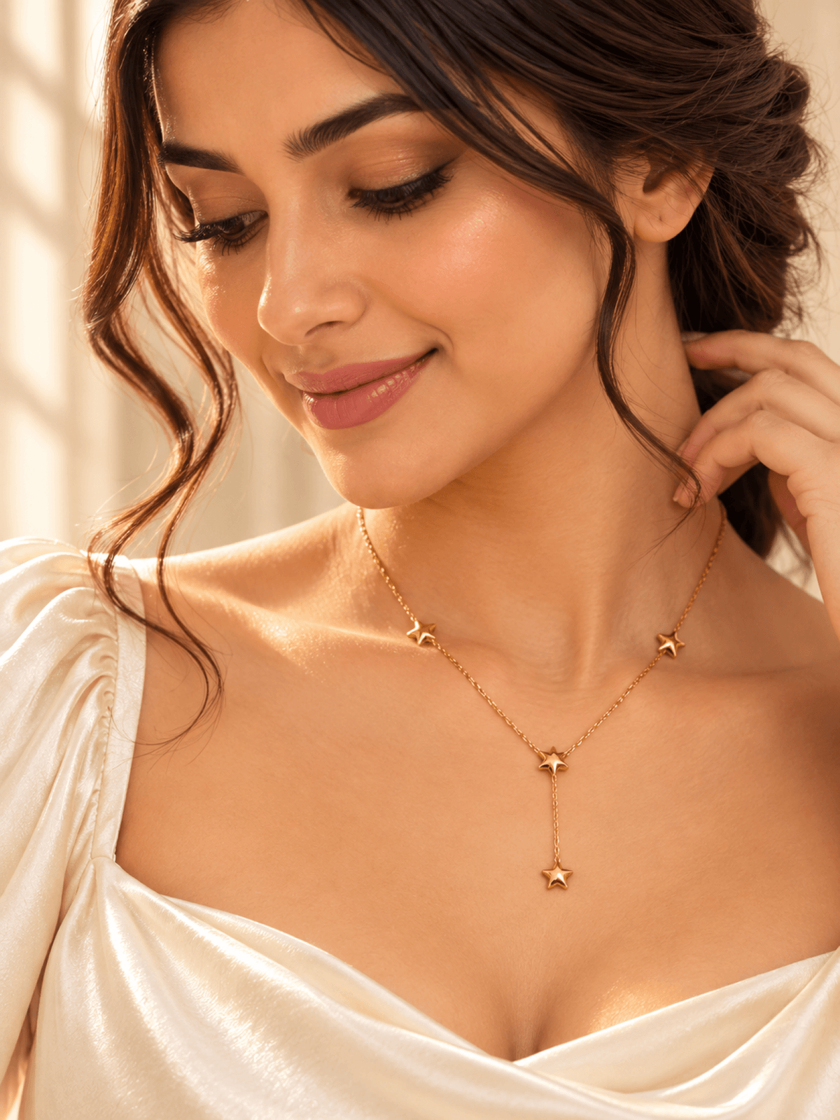 Gold-plated crystal girl pendant necklace for women, anti-tarnish cable chain, designer jewelry 2026