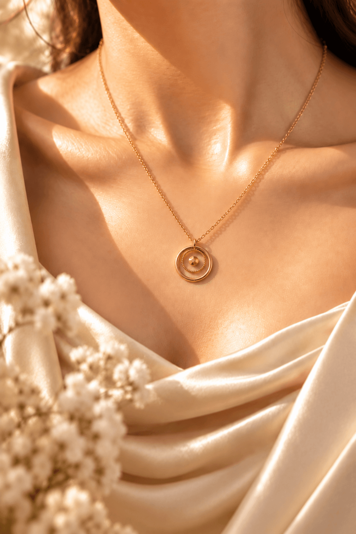Designer crystal gold pendant necklace for women, brass cable chain, gemstone detail, ideal for party or date