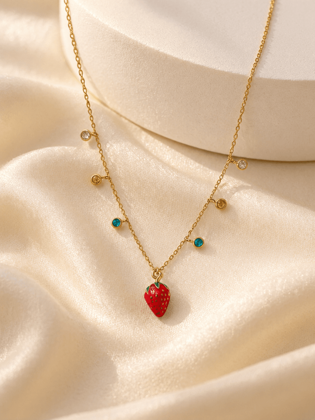 Gold plated crystal girl pendant necklace for women, designer
