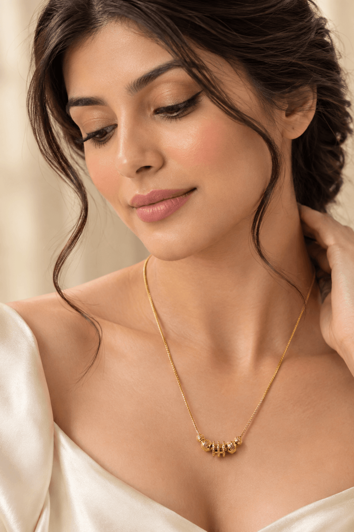 Gold plated crystal brass pendant necklace for women, designer cable chain, perfect for parties or gifting