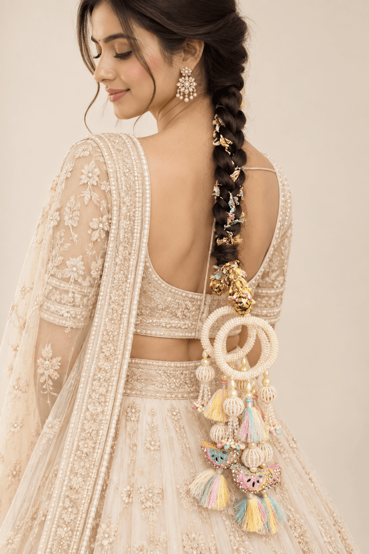 Multicolor bridal paranda hair accessory for haldi and mehndi